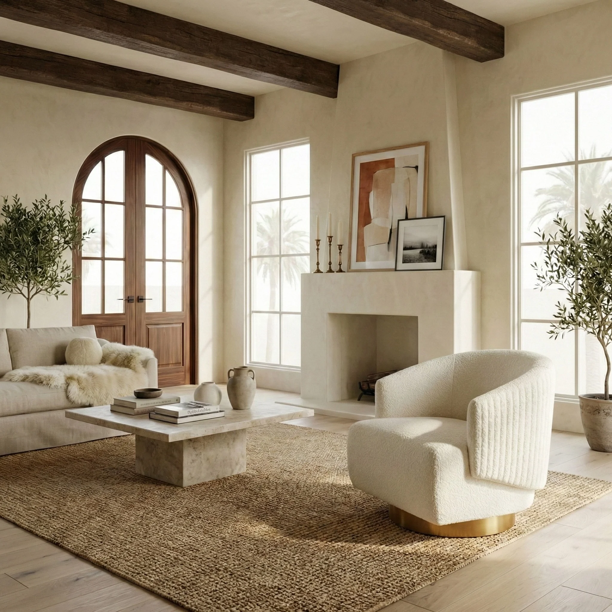Pollyanne Boucle Swivel Accent Chair - Image 3