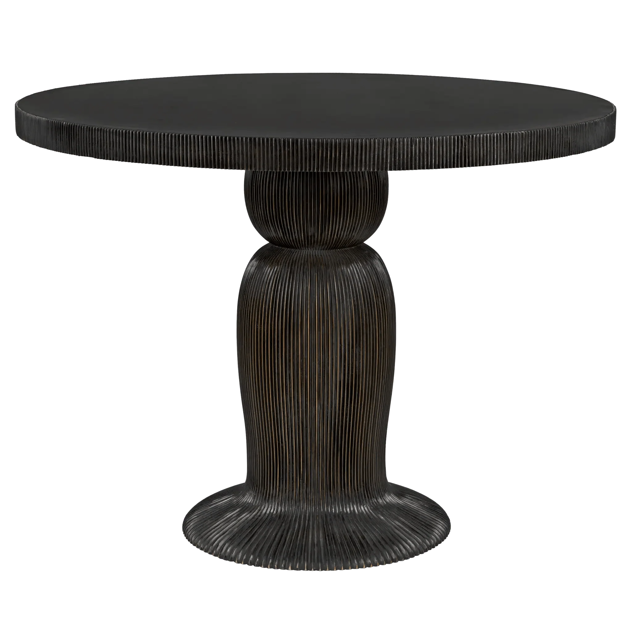 Portobello Dining Table, Hand Rubbed Black with Light Brown Trim