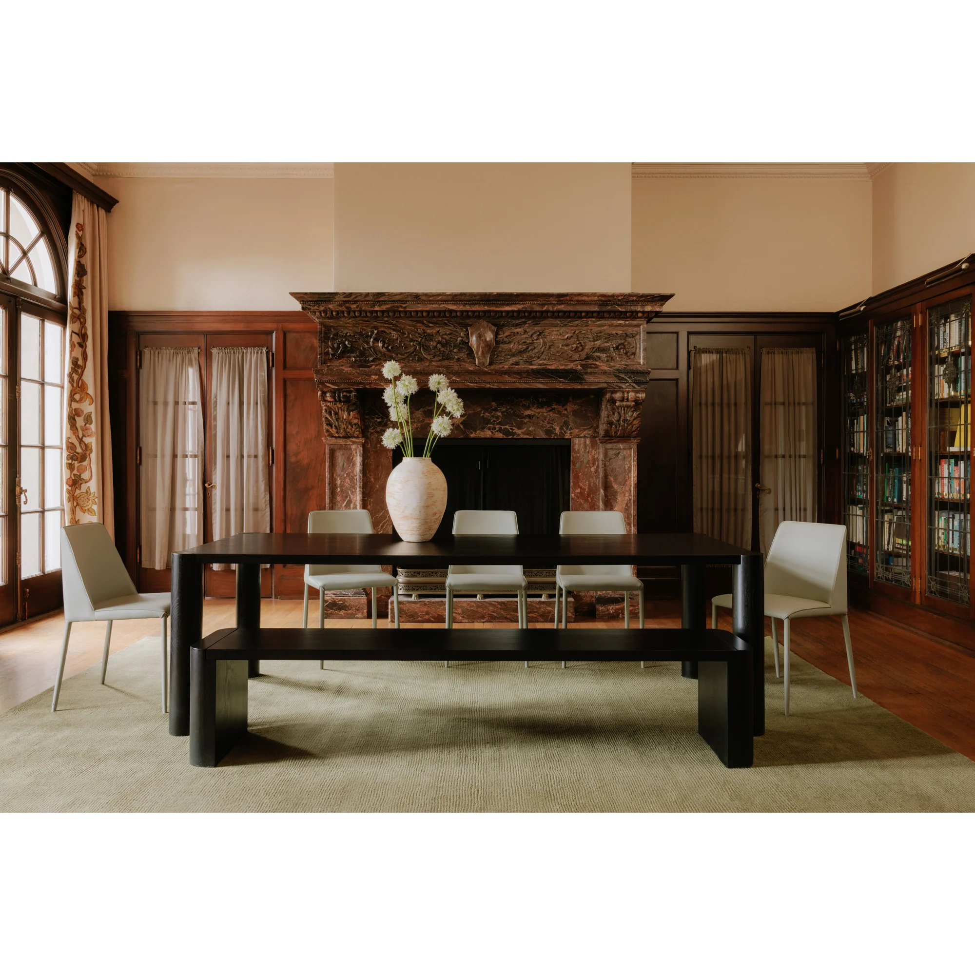 Post Dining Table Large Oak Black - Image 2