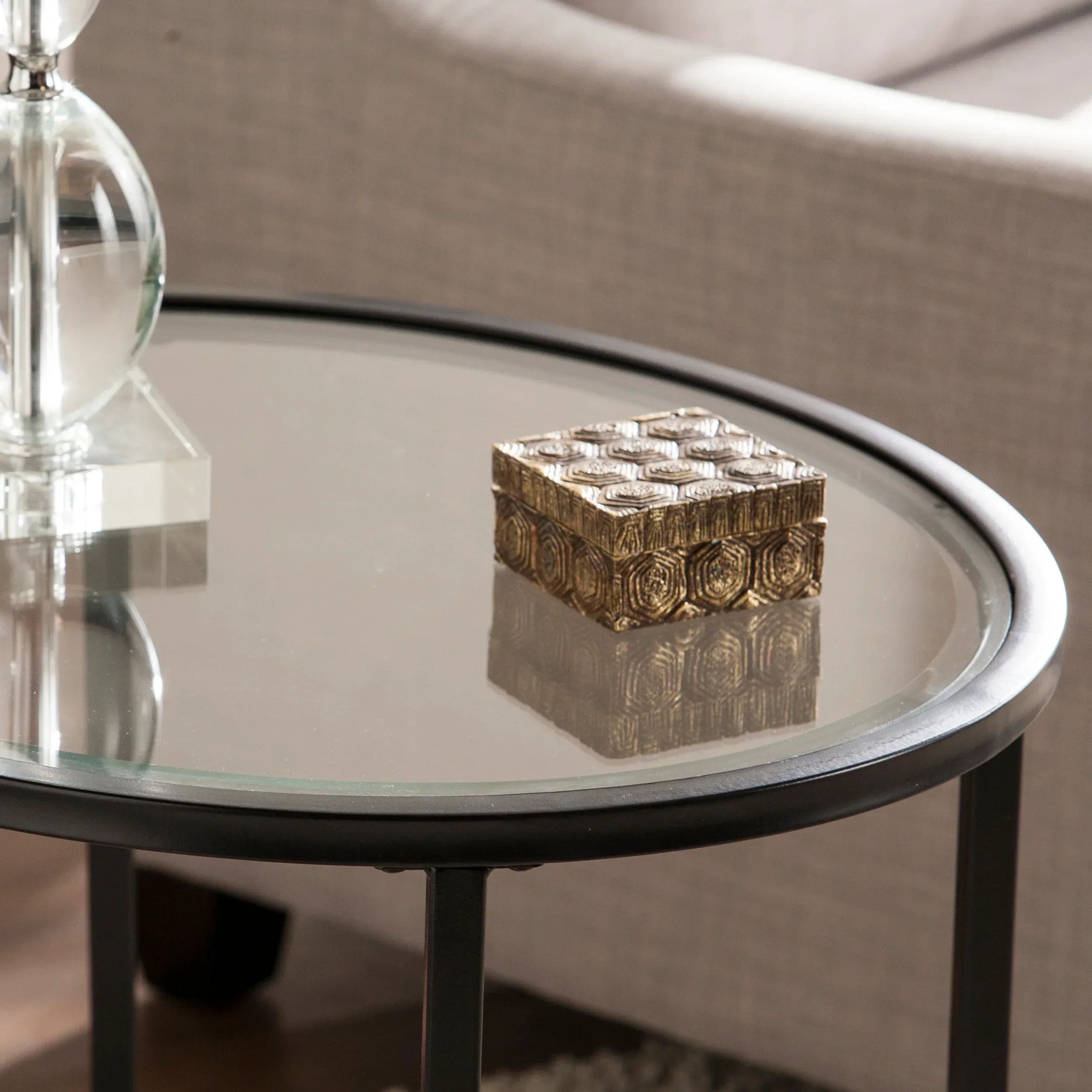 Quinton Metal/Glass Oval Side Table - Image 9