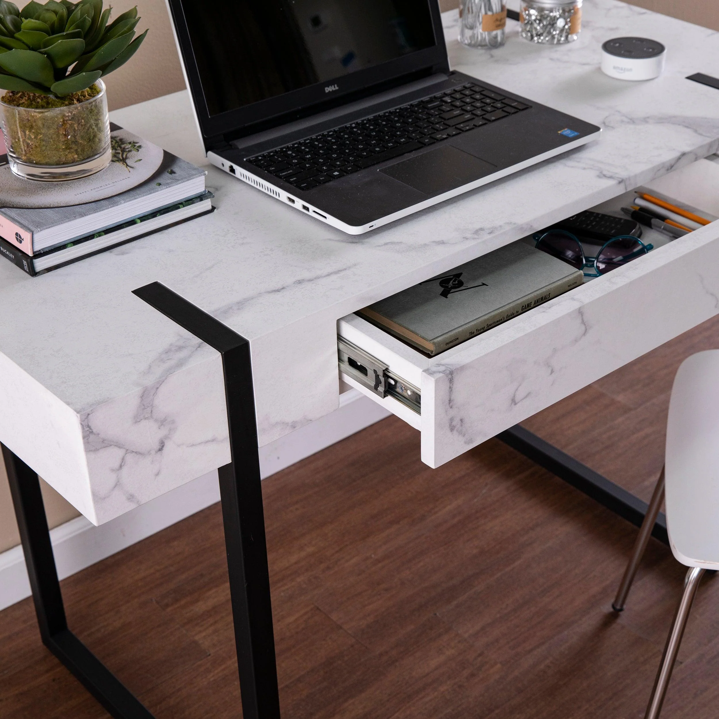 Rangley Modern Faux Marble Desk - Image 7