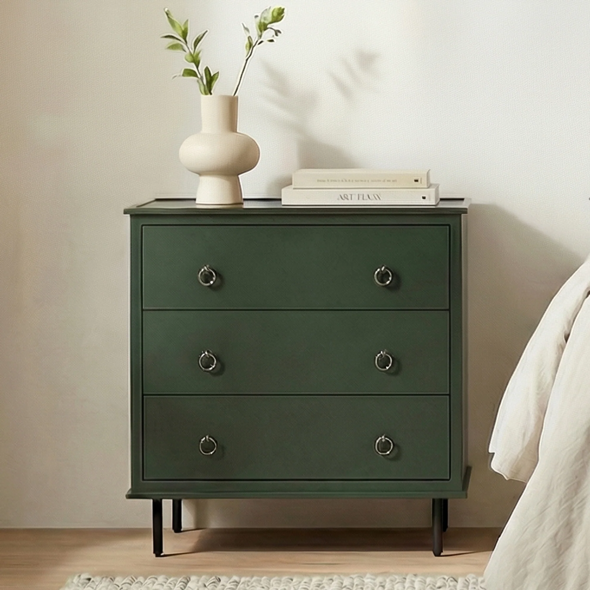Reagan 3 Drawer Nightstand Deep Green - Image 2