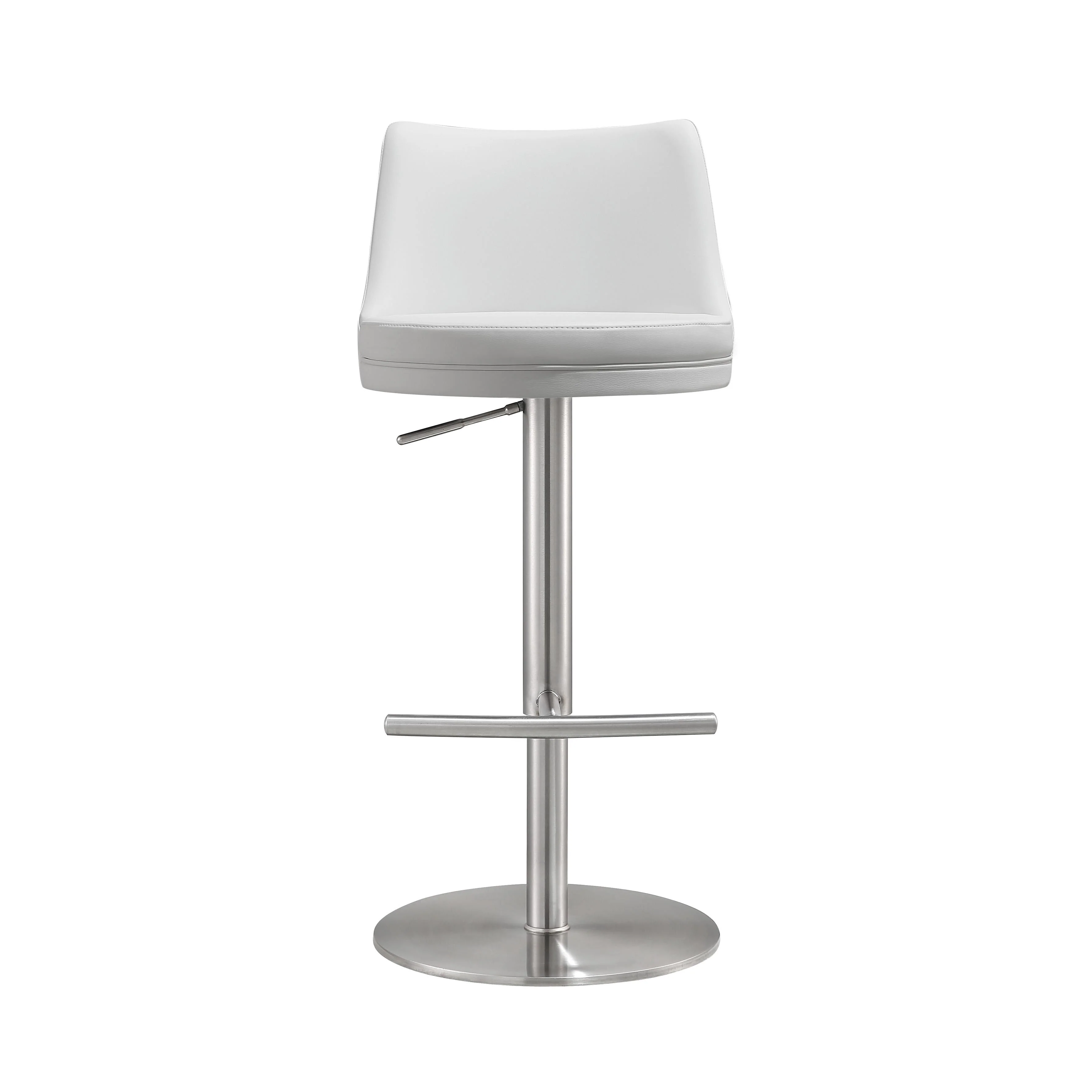 Reagan White and Silver Adjustable Stool - Image 3
