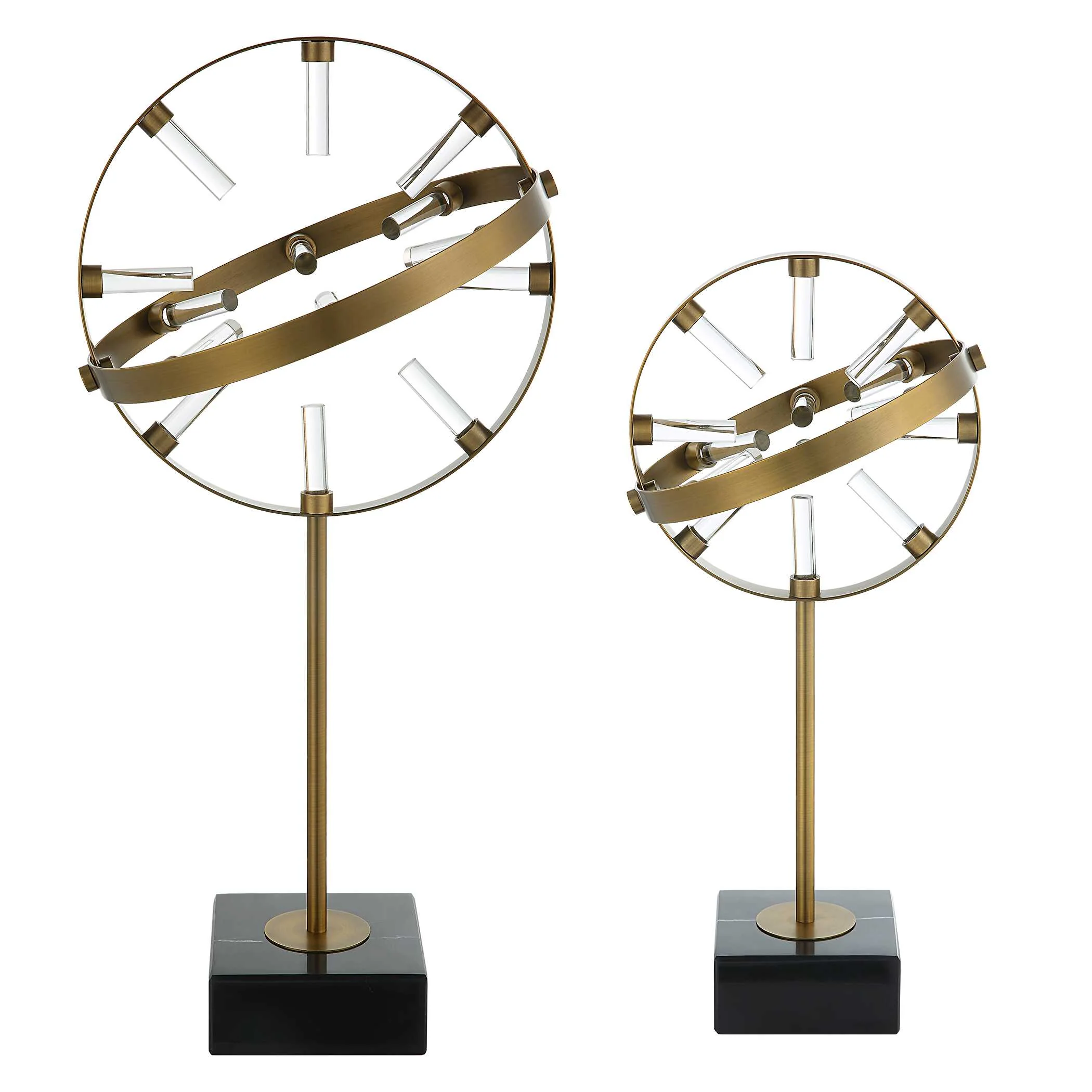 Realm Spherical Brass Sculptures Set Of 2 - Image 3