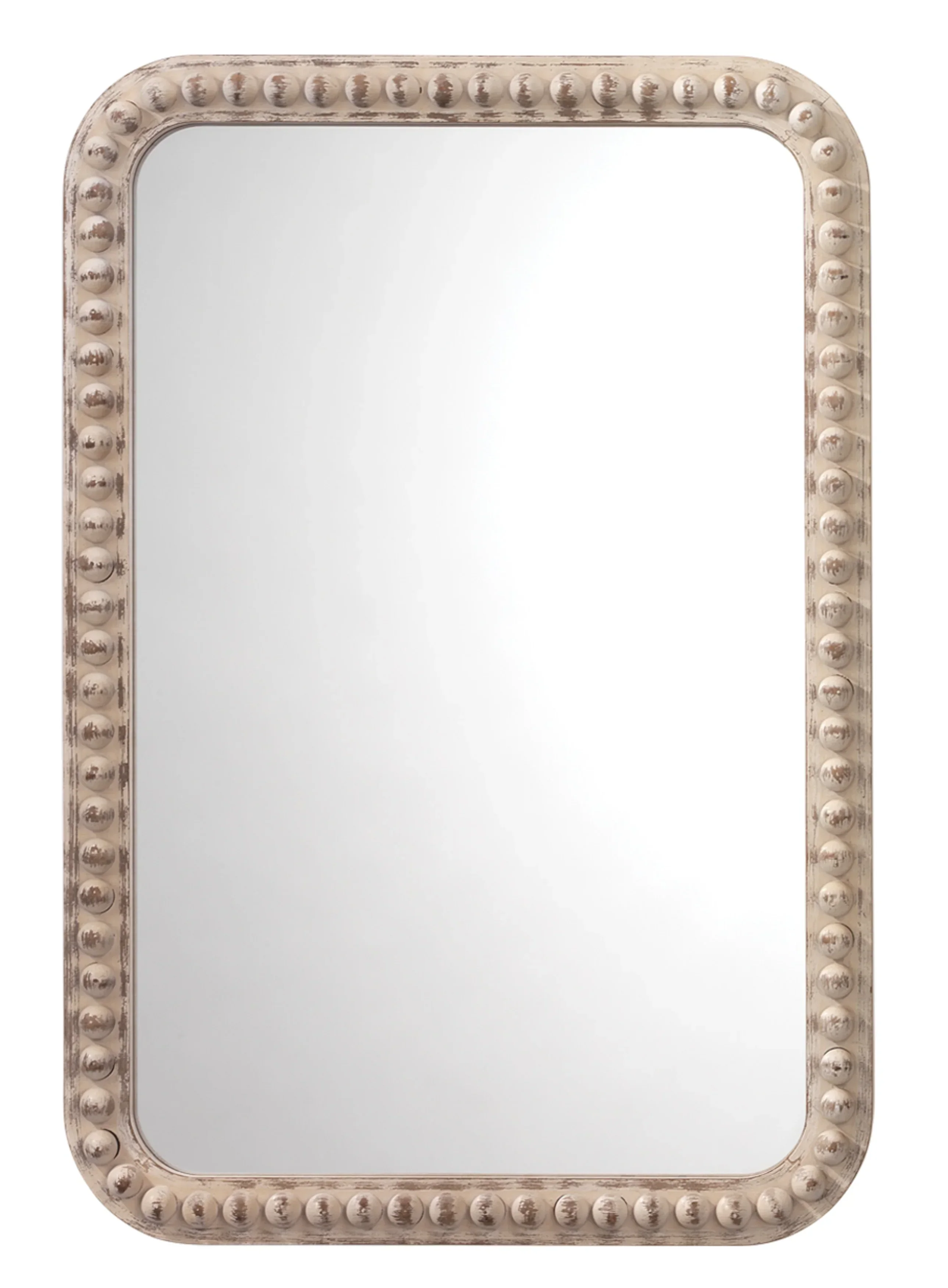 Rectangle Audrey Wall Mirror, White Washed Wood