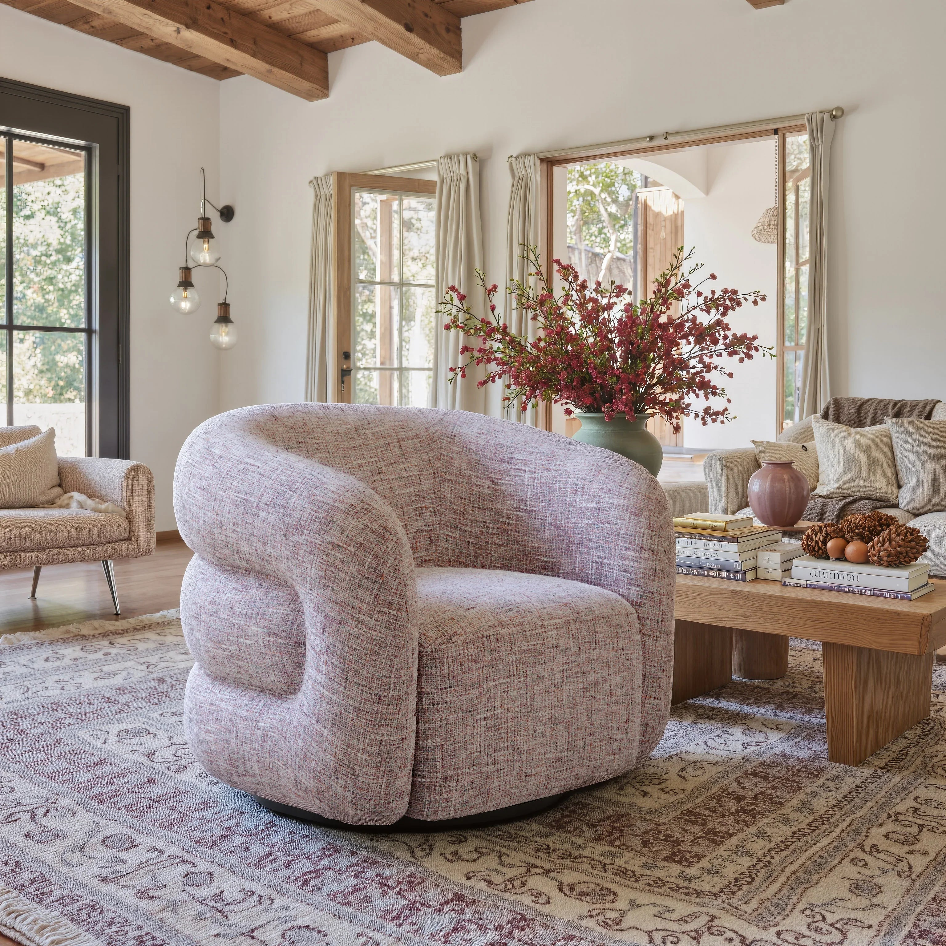 Refine Swivel Chair Pink Tweed - Image 2
