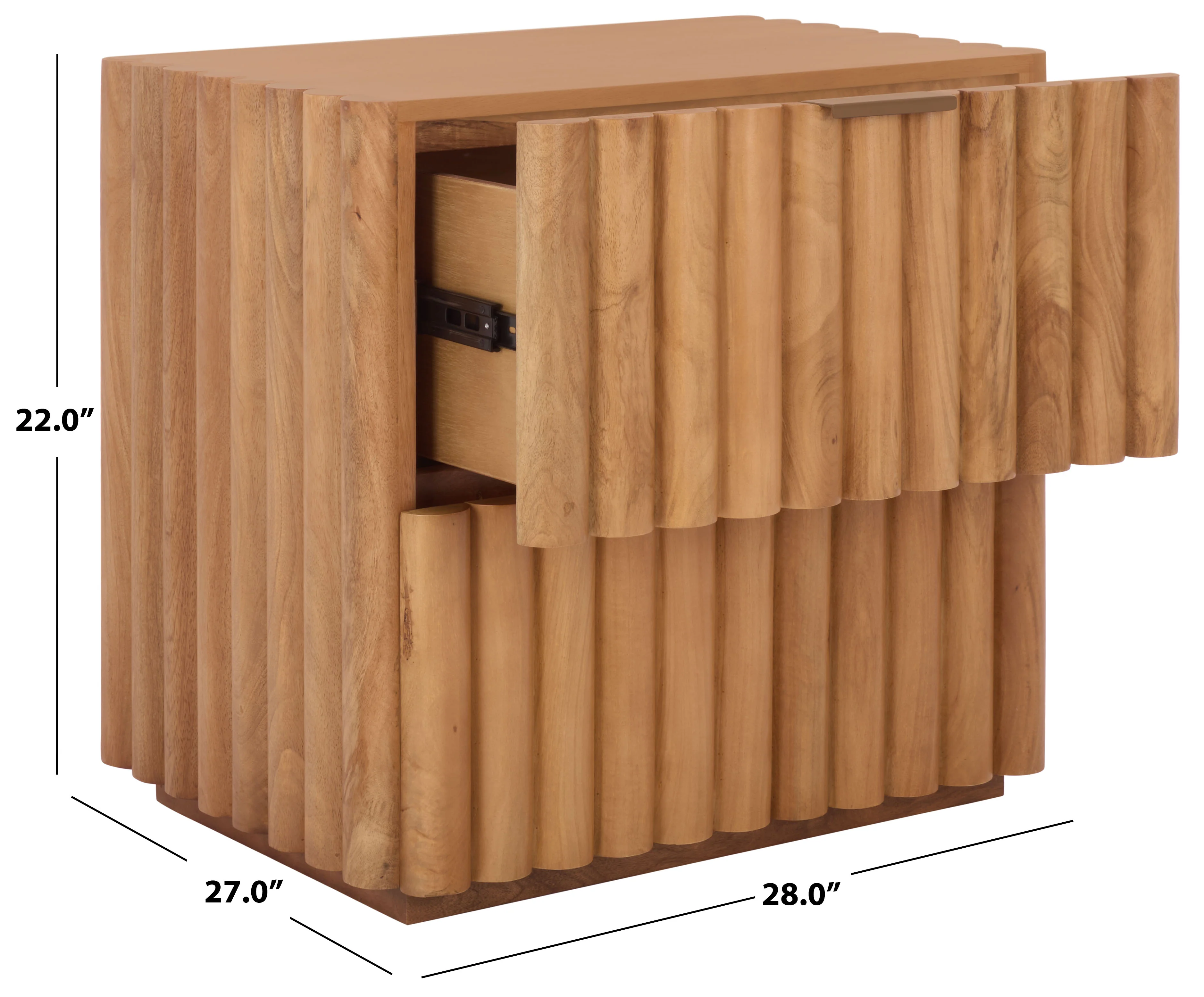 Renata Fluted Wood Nightstand - Image 7