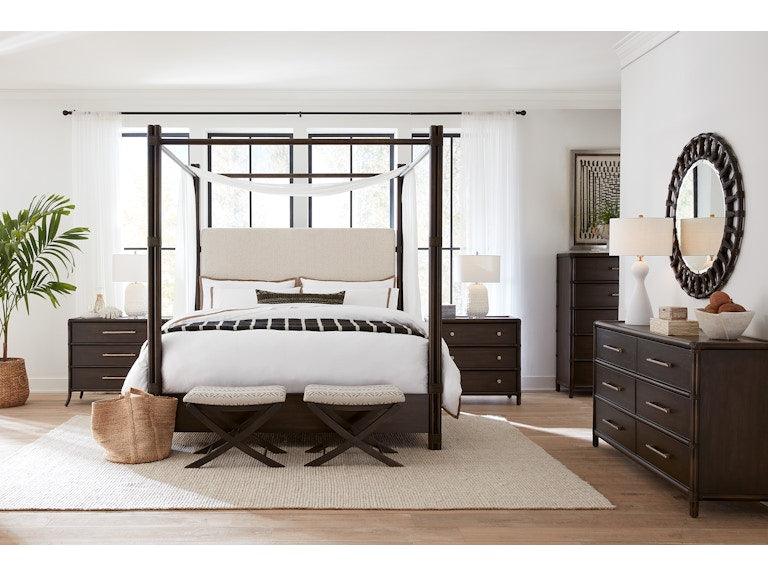 Retreat Pole Rattan Upholstered Poster Bed w/Canopy - Image 2