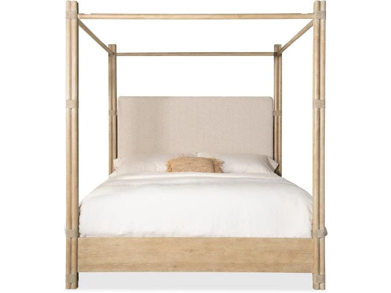 Retreat Pole Rattan Upholstered Poster Bed w/Canopy - Image 6