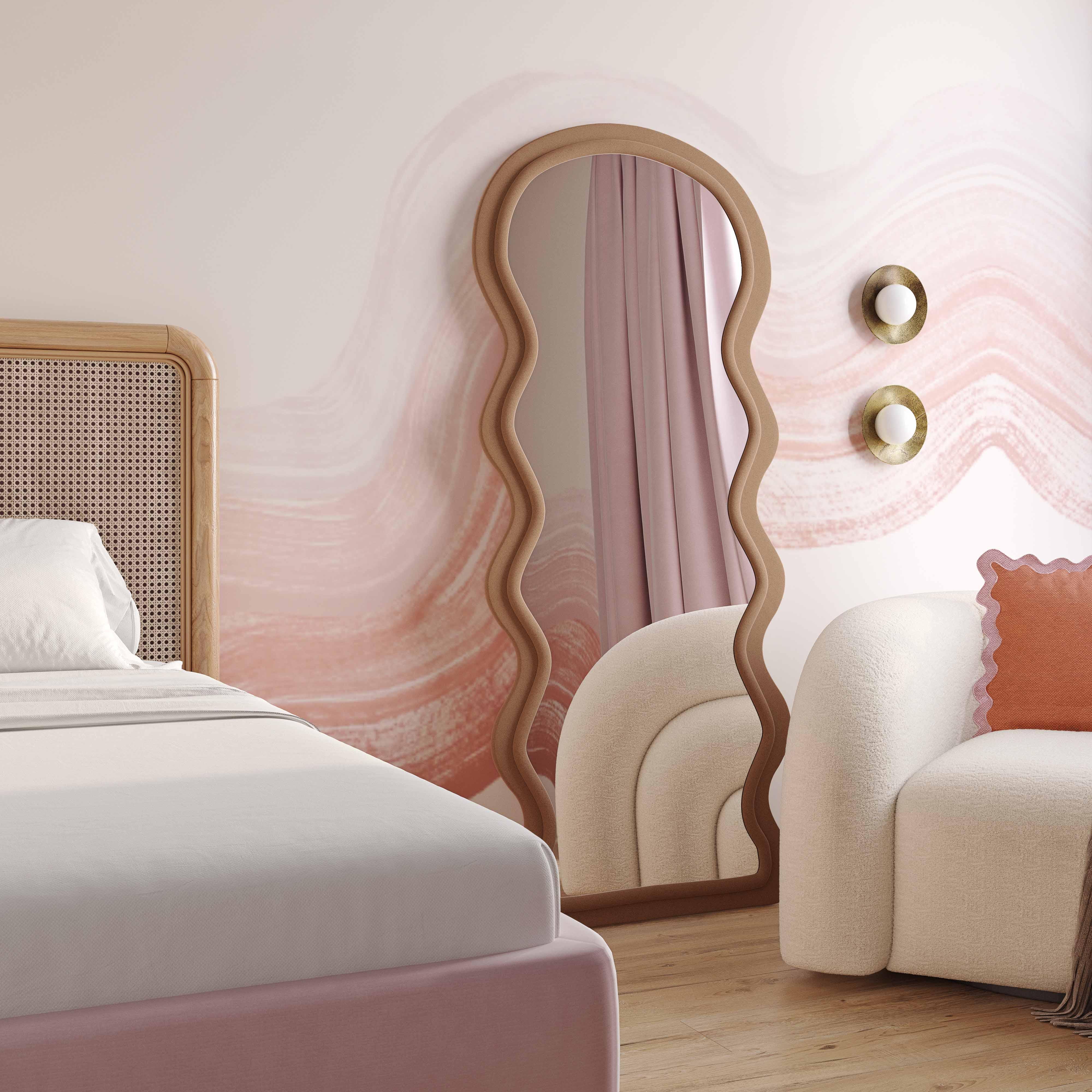 Rhodes Cinnamon Velvet 70" Floor Mirror - Image 2