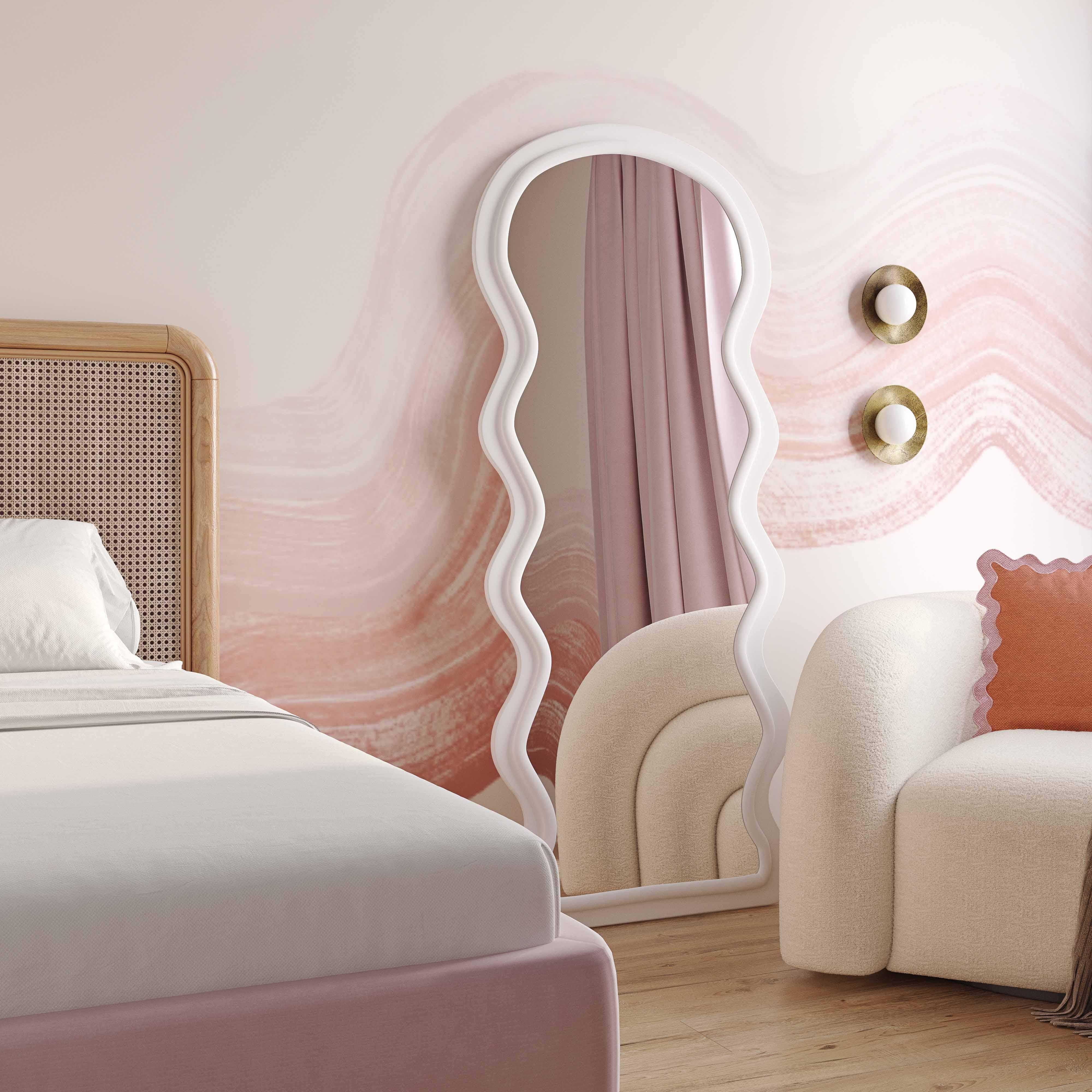 Rhodes Cream Velvet 70" Floor Mirror - Image 2