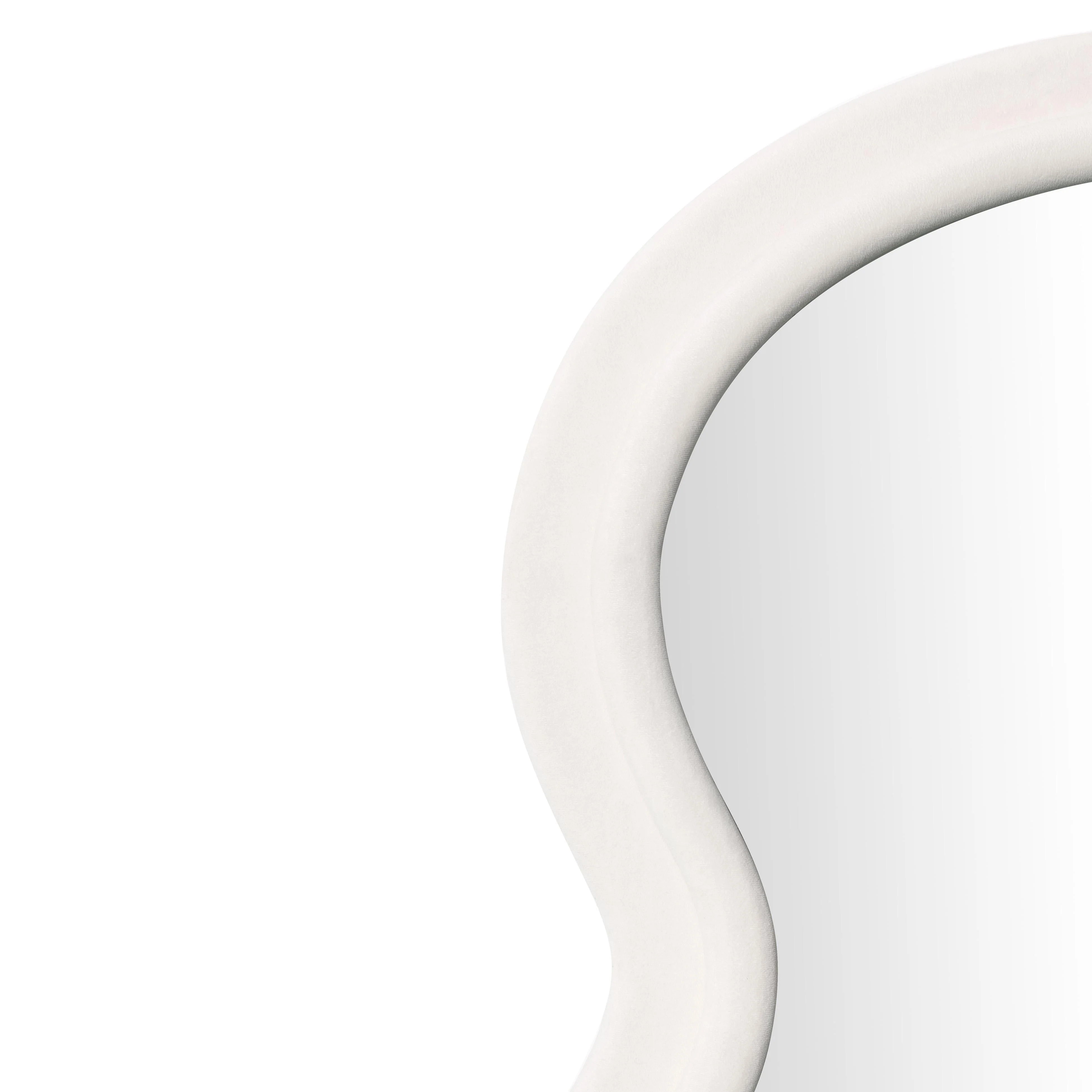 Rhodes Cream Velvet 70" Floor Mirror - Image 4