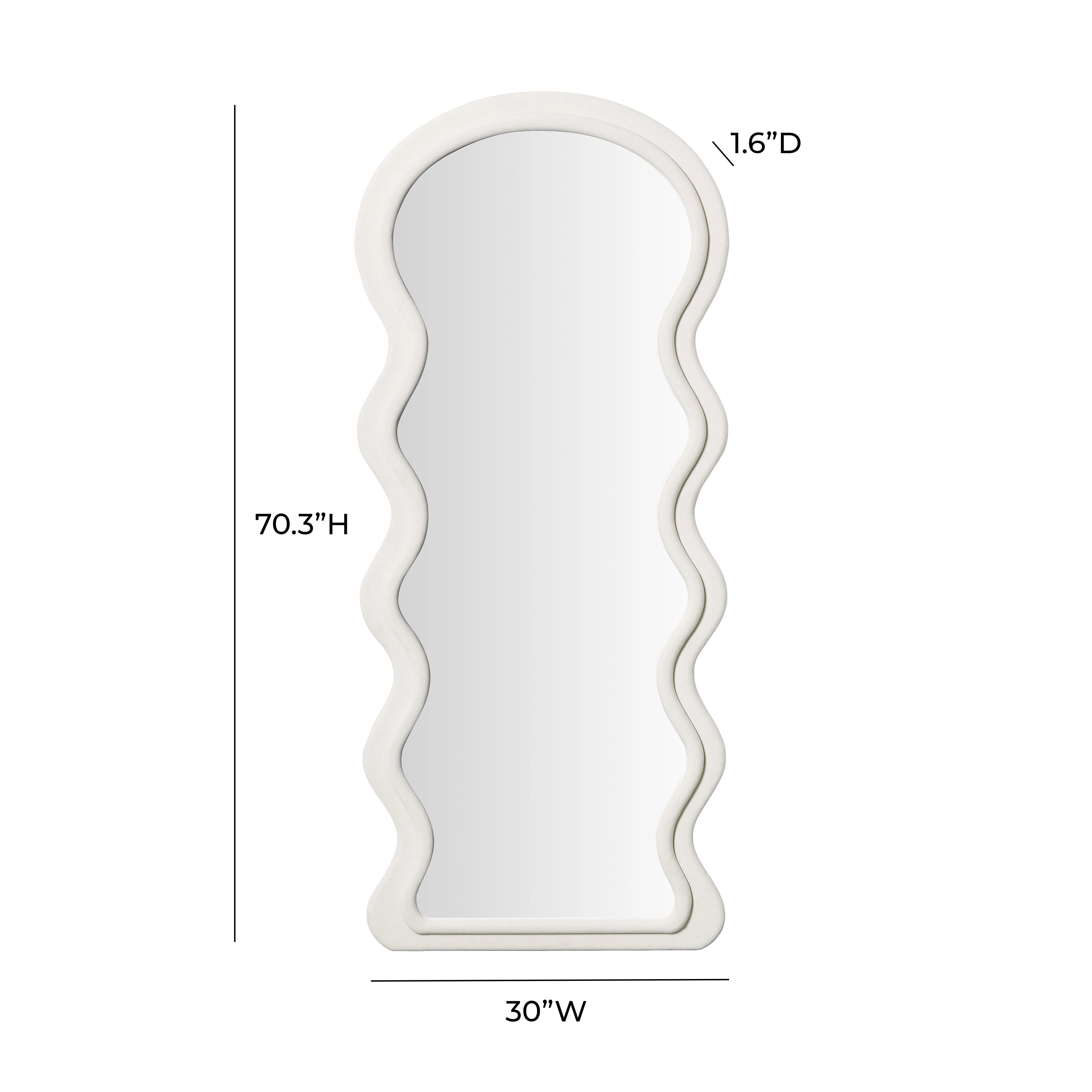 Rhodes Cream Velvet 70" Floor Mirror - Image 6