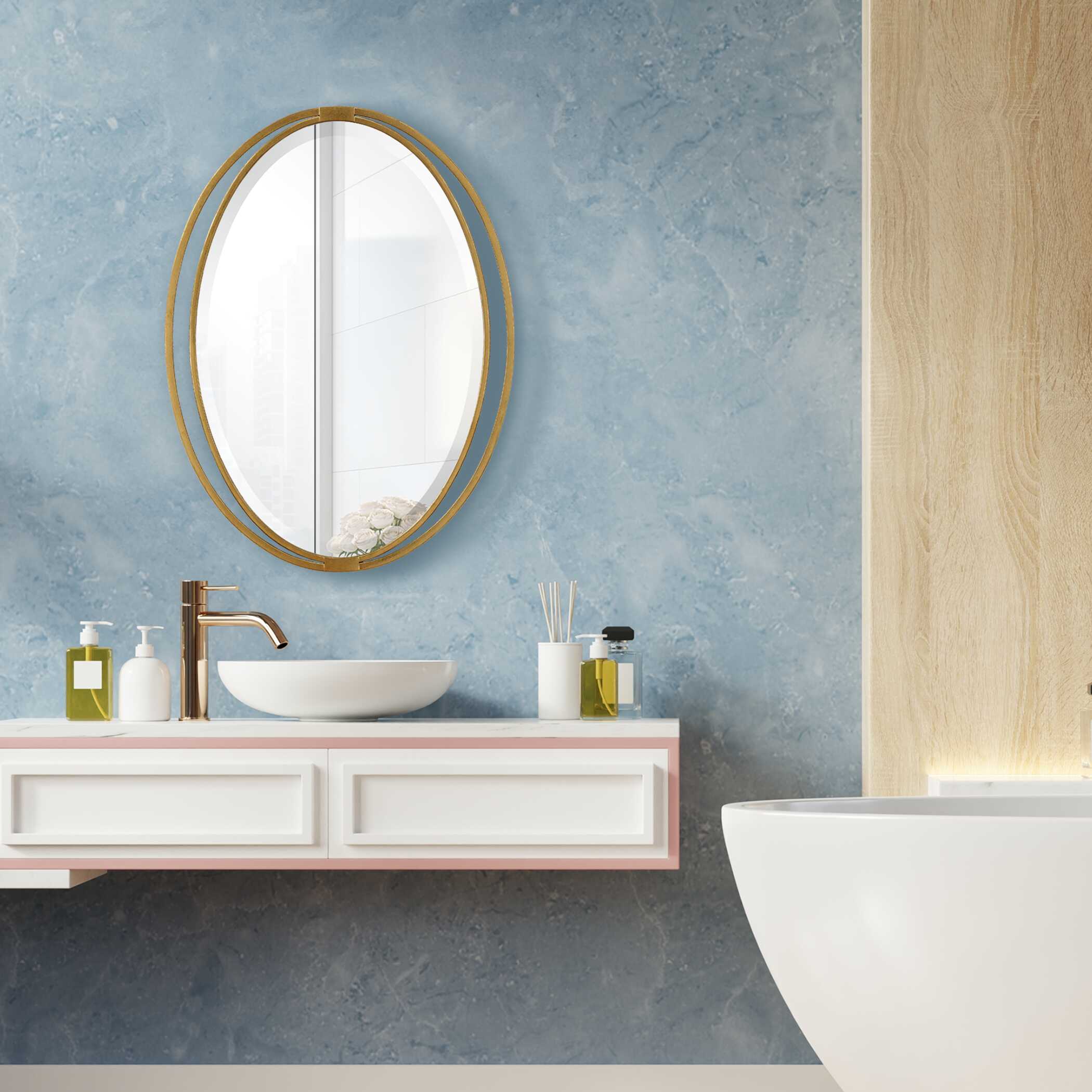 Rhodes Gold Oval Mirror - Image 2