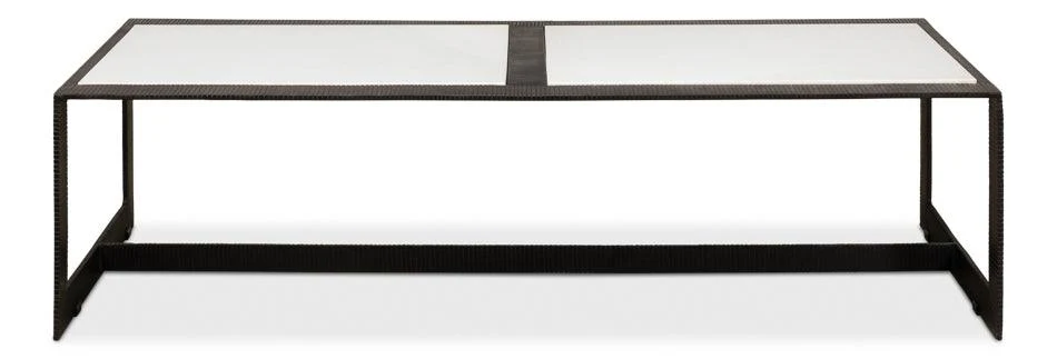 Ridged Iron Rectangular Coffee Table - Image 2
