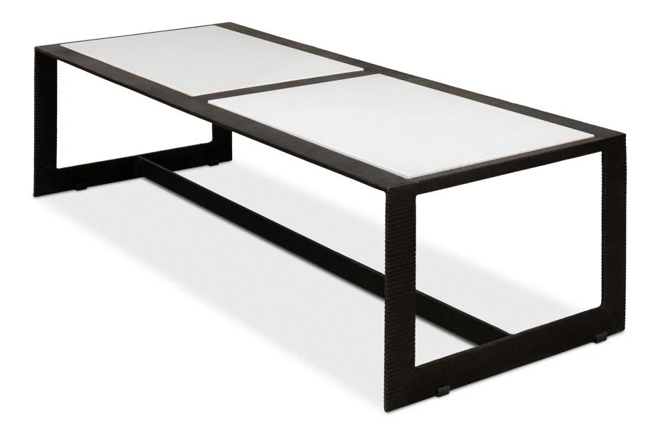 Ridged Iron Rectangular Coffee Table - Image 3
