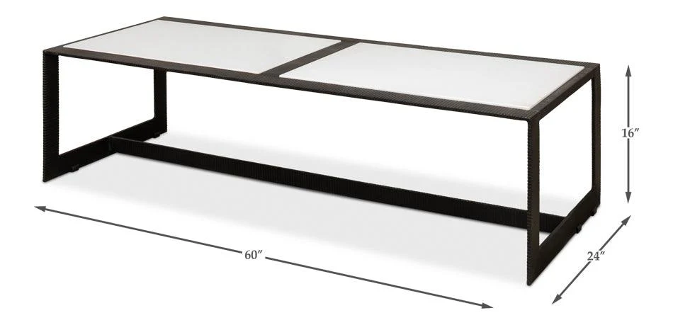 Ridged Iron Rectangular Coffee Table - Image 4