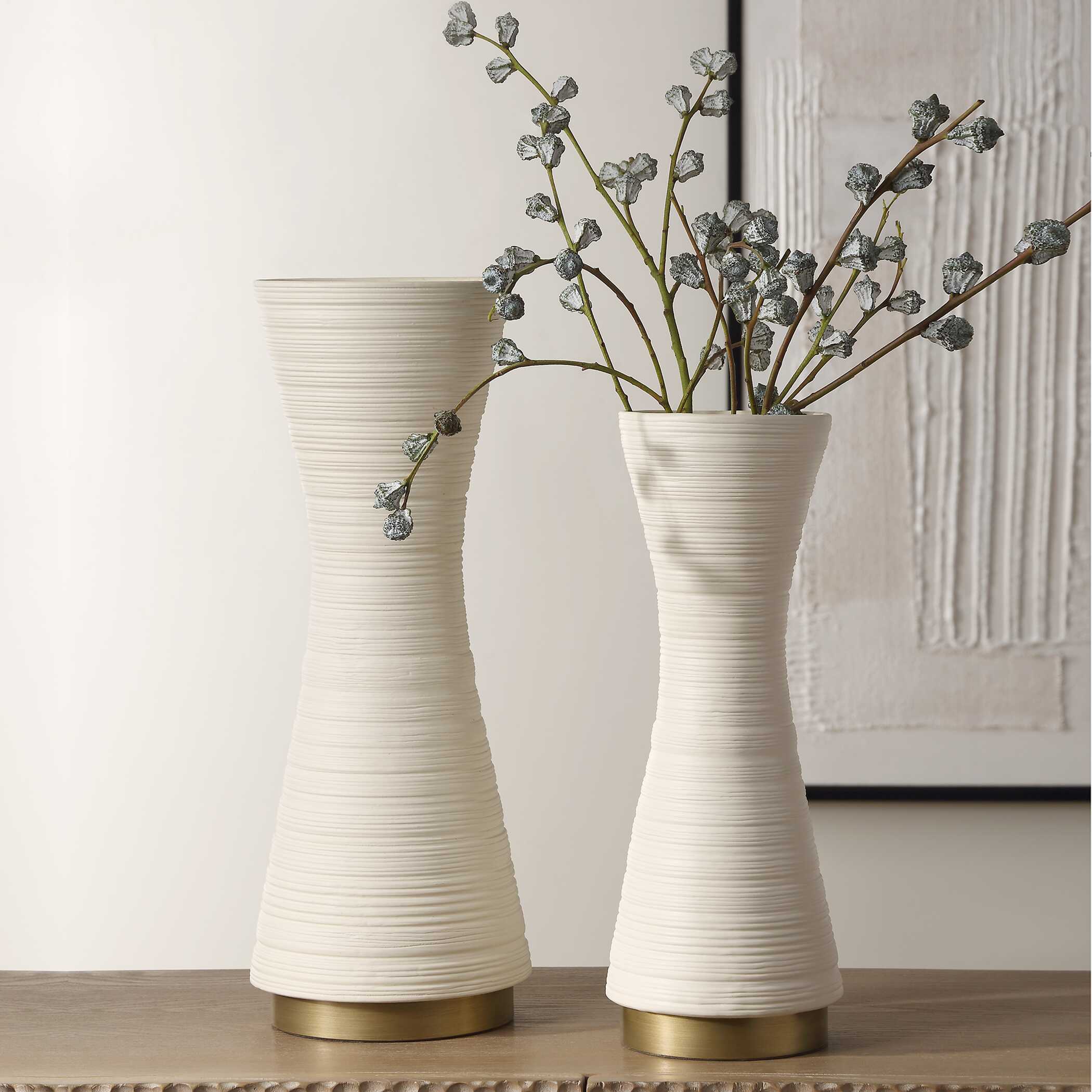 Ridgeline White Vases, S/2 - Image 2