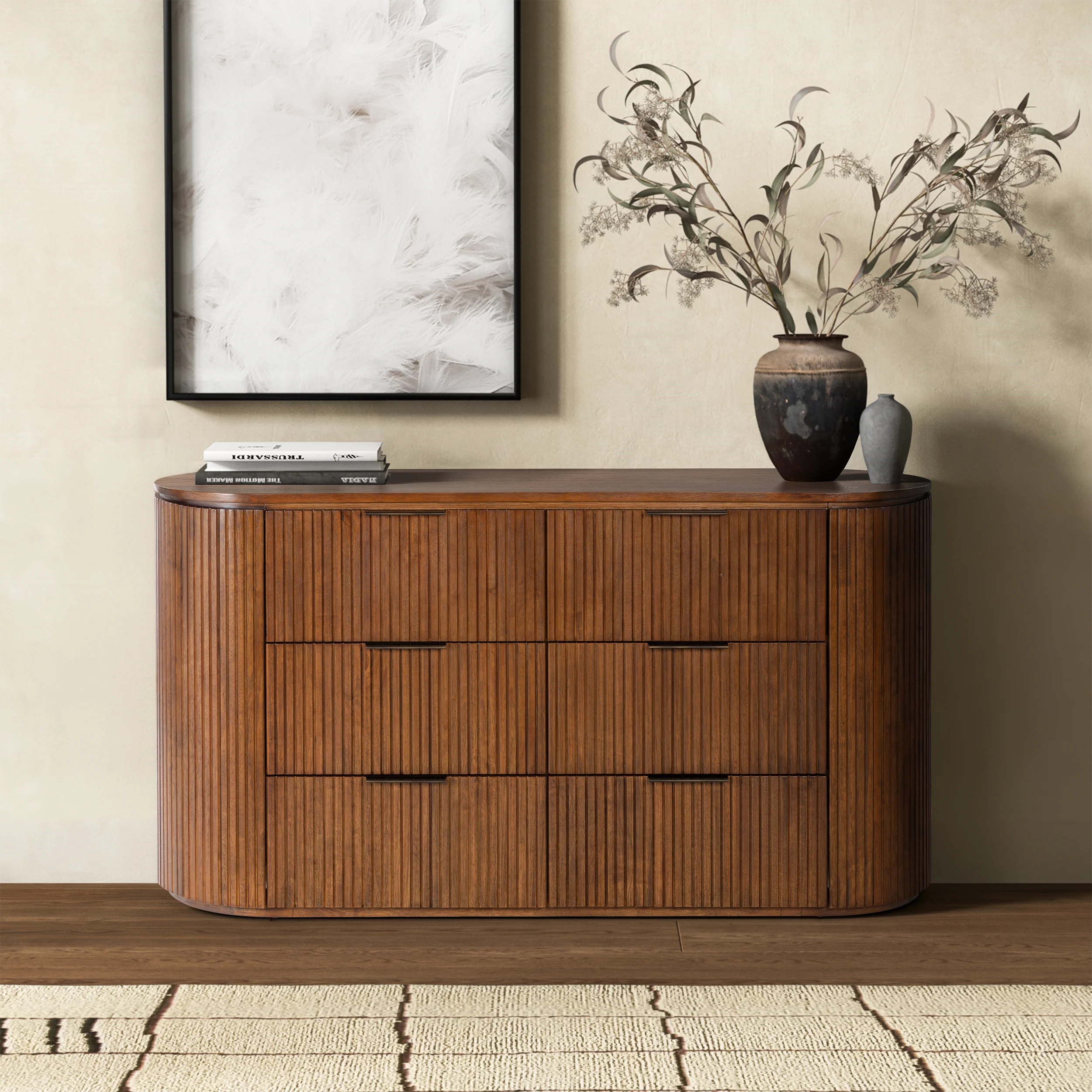 Rikki Fluted 6 Drawer Wood Dresser - Image 16