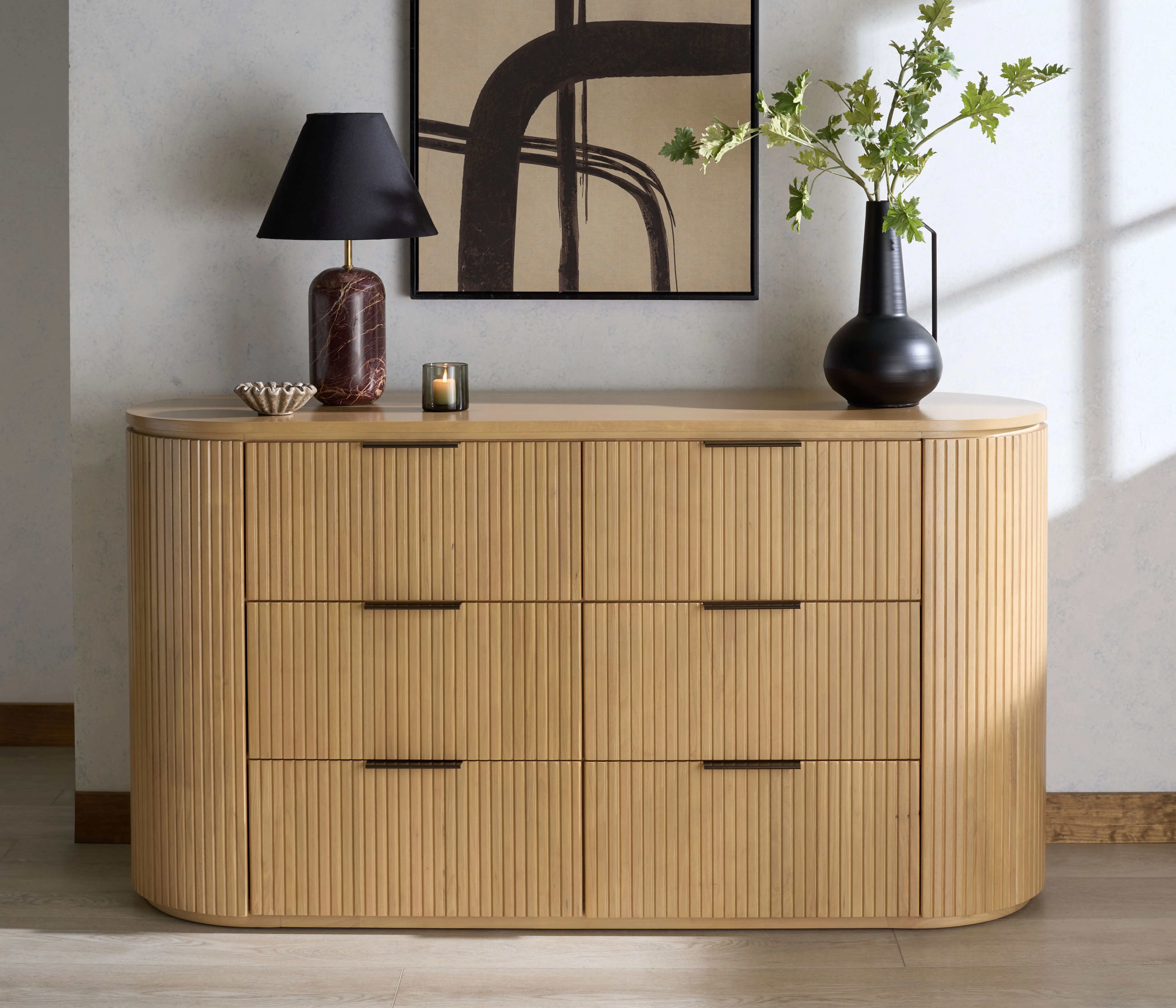 Rikki Fluted 6 Drawer Wood Dresser - Image 24