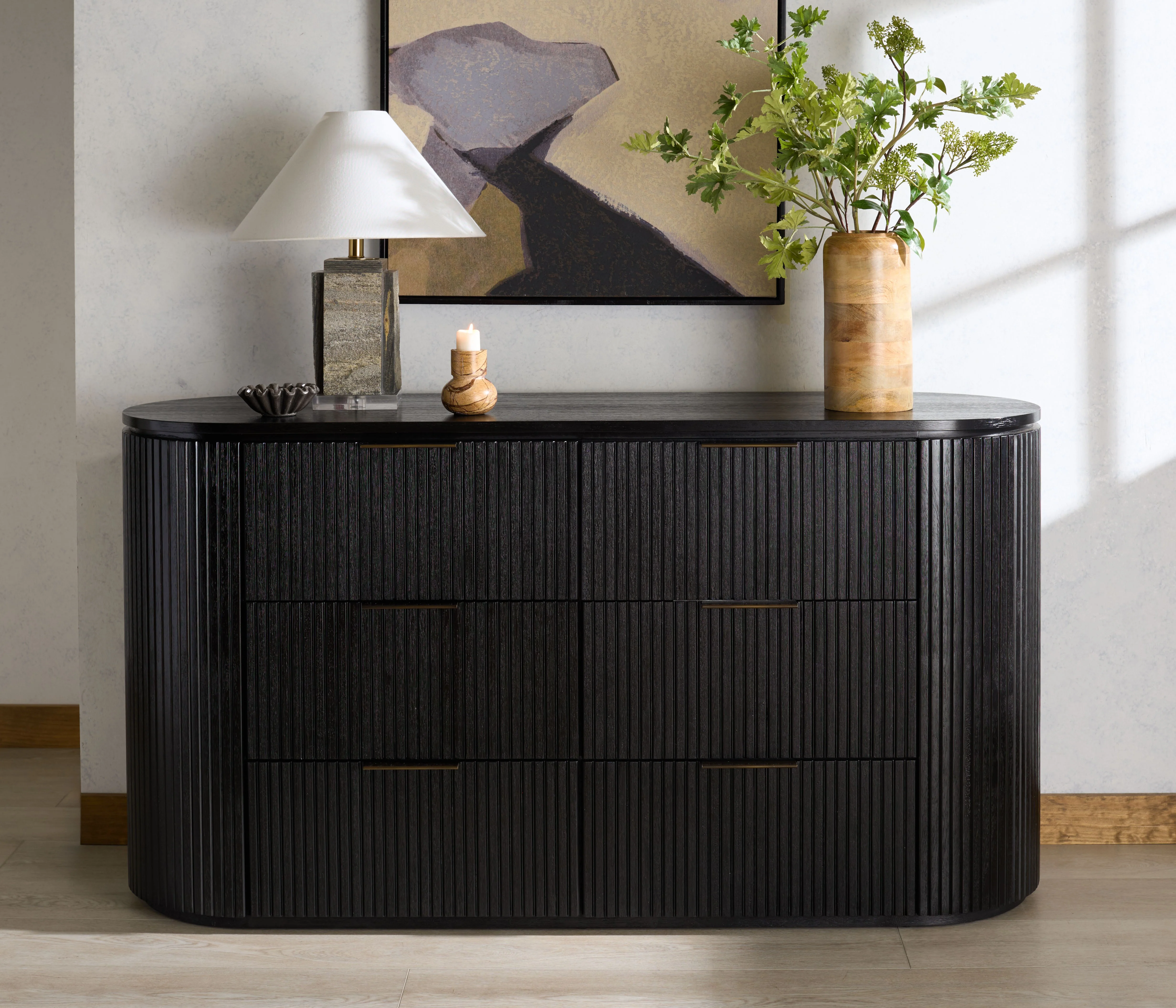 Rikki Fluted 6 Drawer Wood Dresser - Image 9