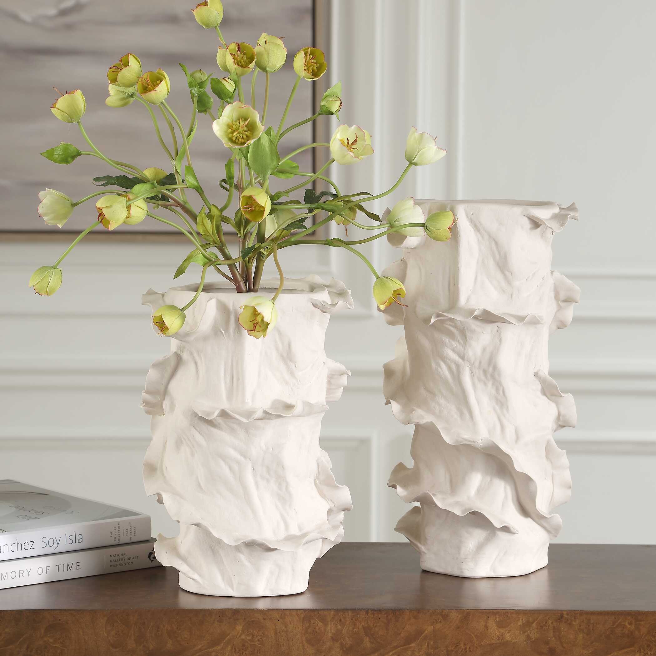 Ripple Crest White Vases - Set of 2 - Image 2