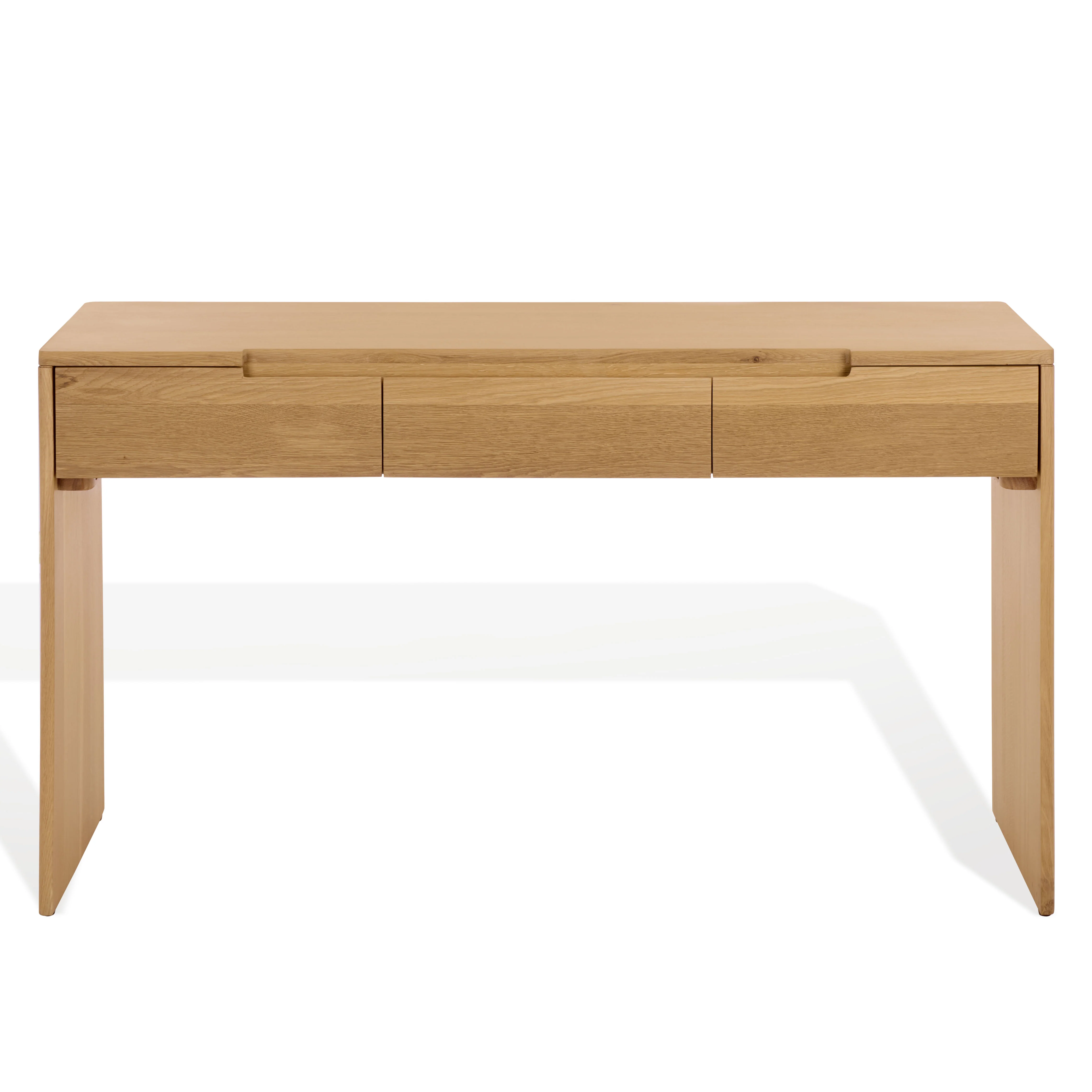 Riverside Oak Wood 3 Drawer Console Table