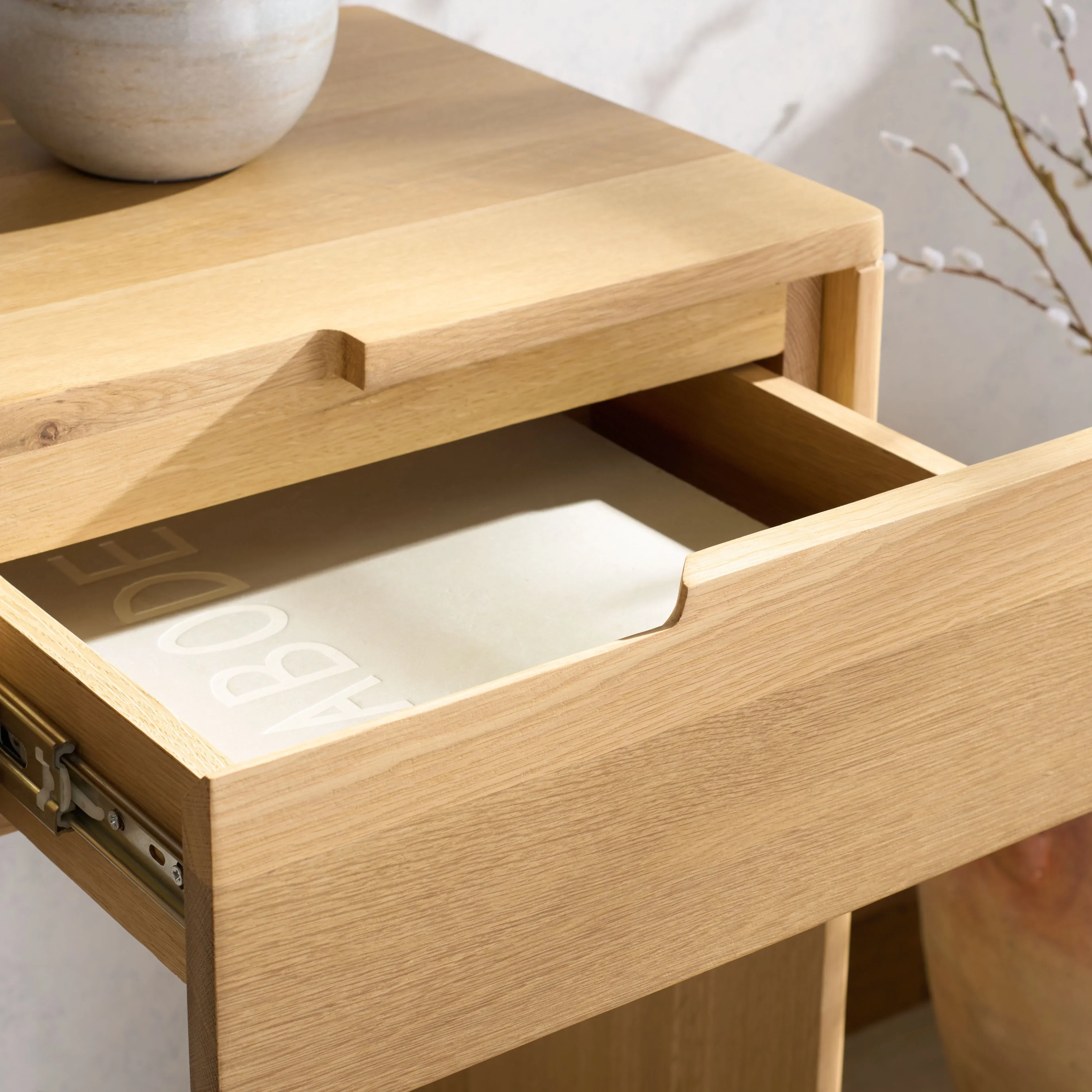 Riverside Oak Wood 3 Drawer Console Table - Image 11