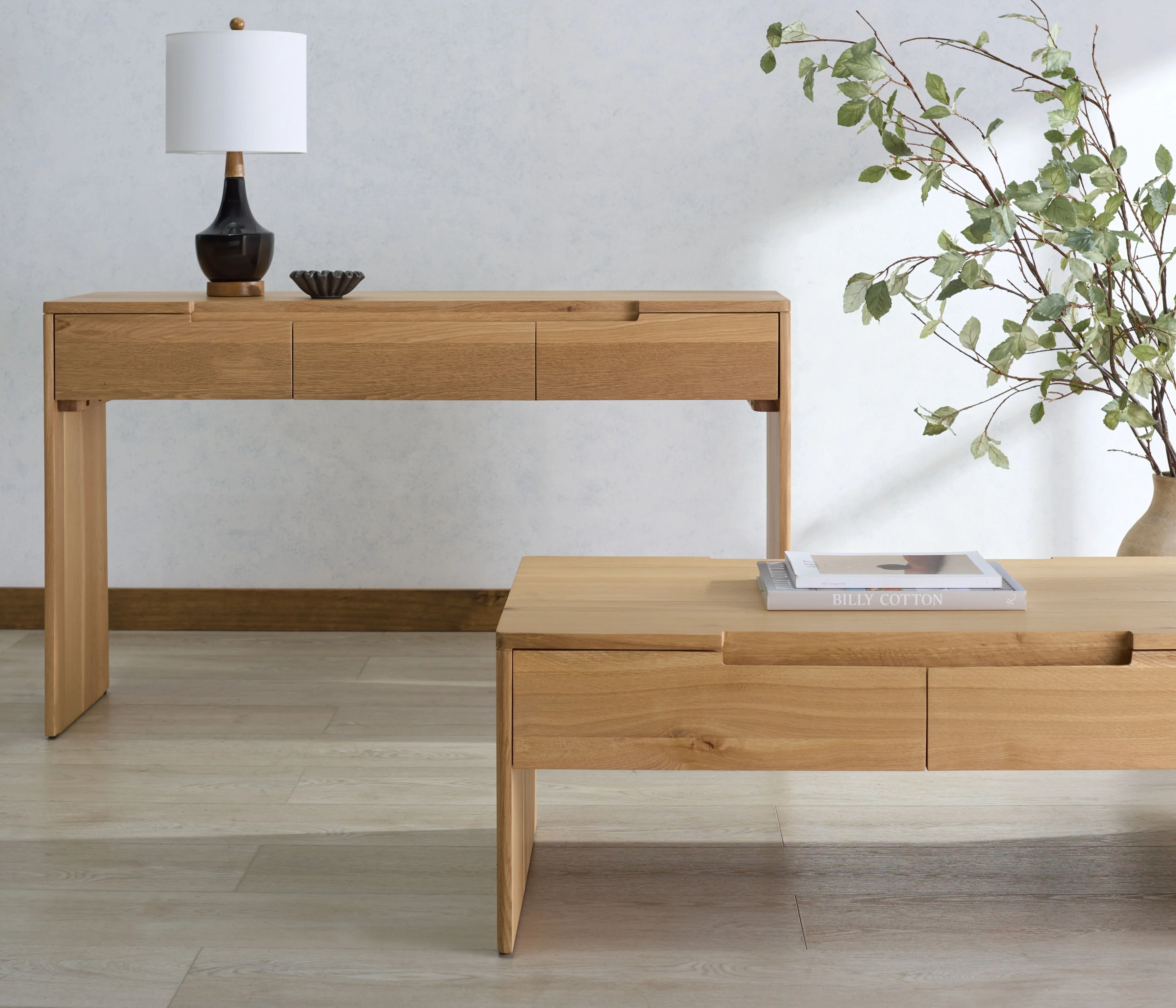 Riverside Oak Wood 3 Drawer Console Table - Image 12