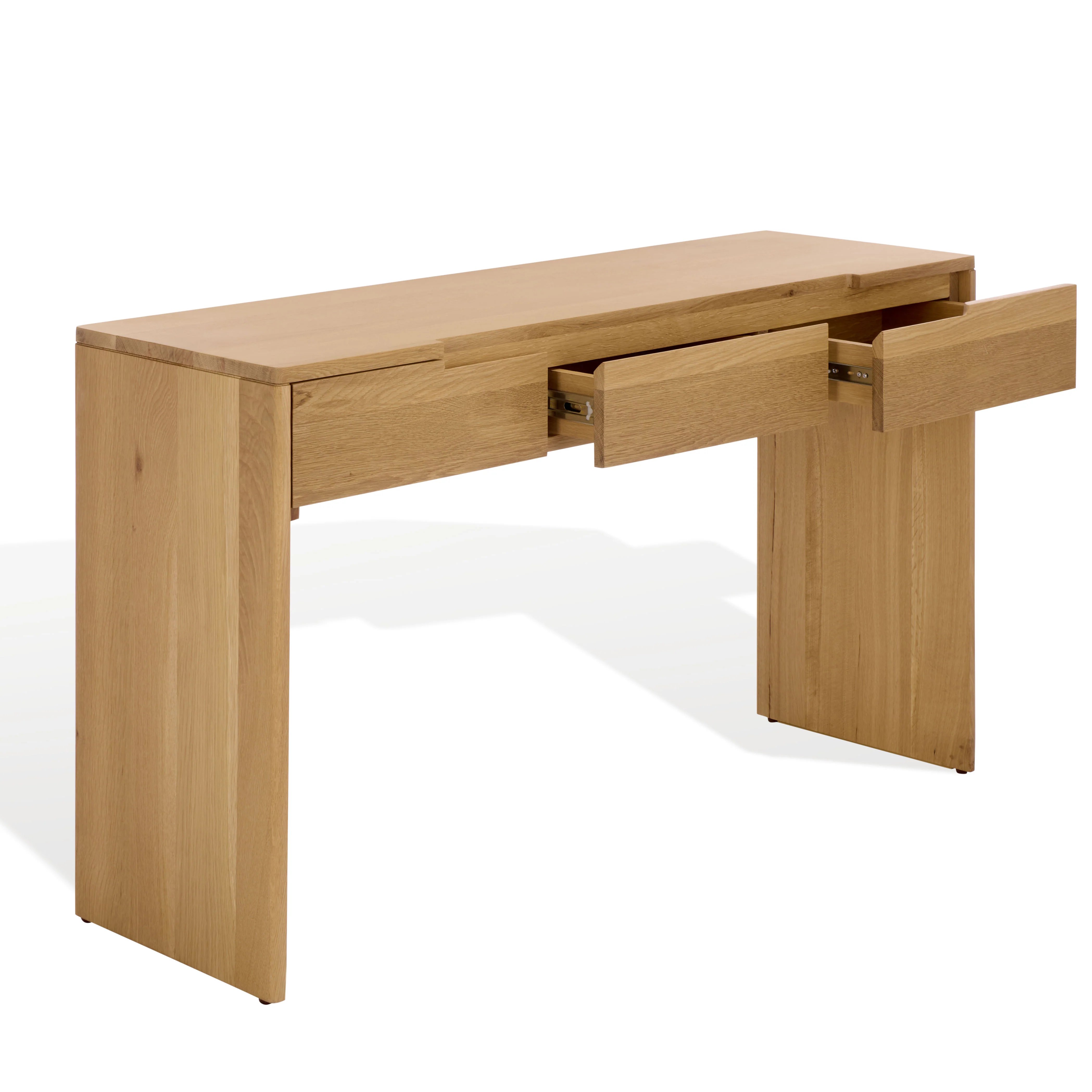Riverside Oak Wood 3 Drawer Console Table - Image 3