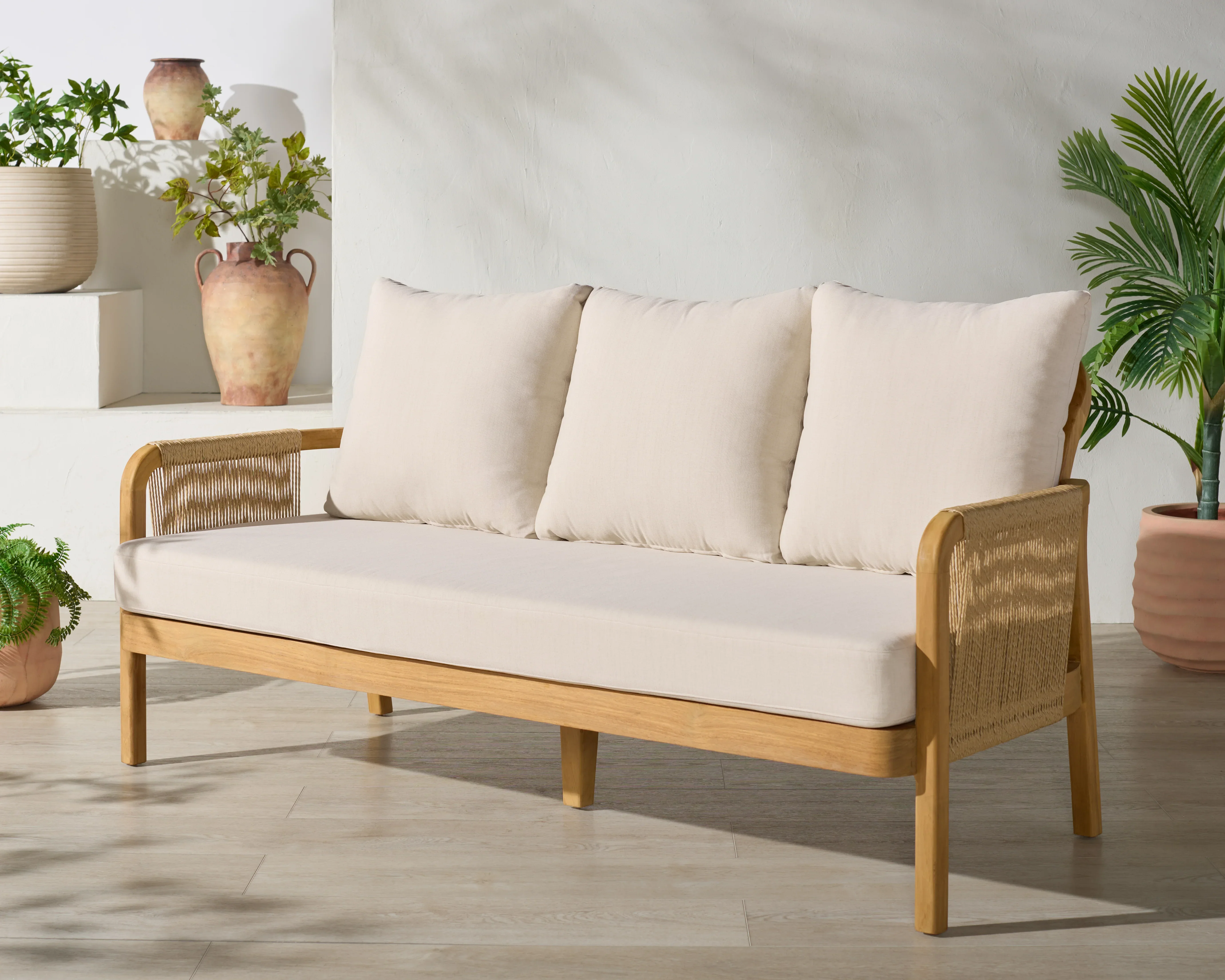 Rogers Teak And Hyacinth Patio Sofa - Image 2