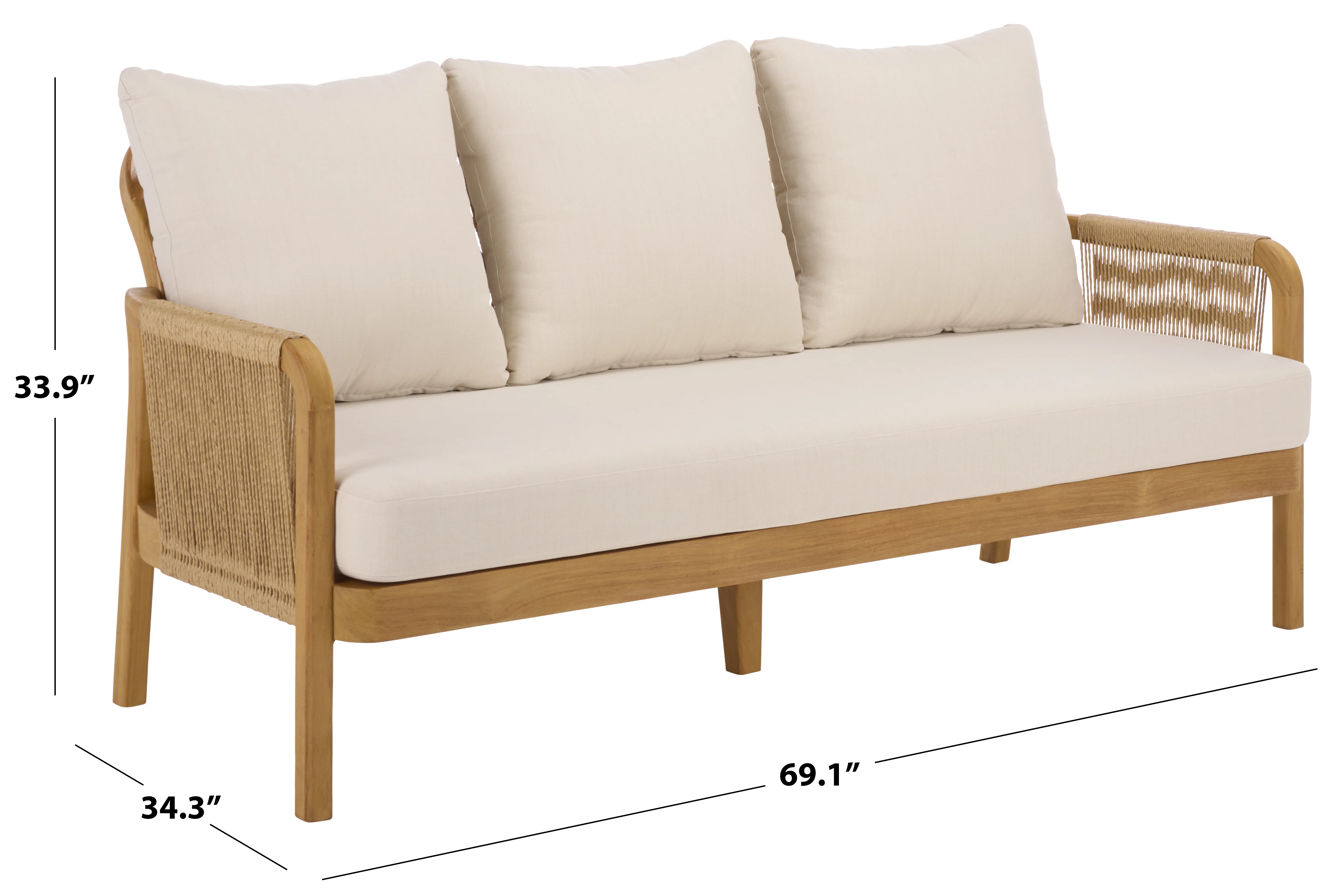 Rogers Teak And Hyacinth Patio Sofa - Image 7