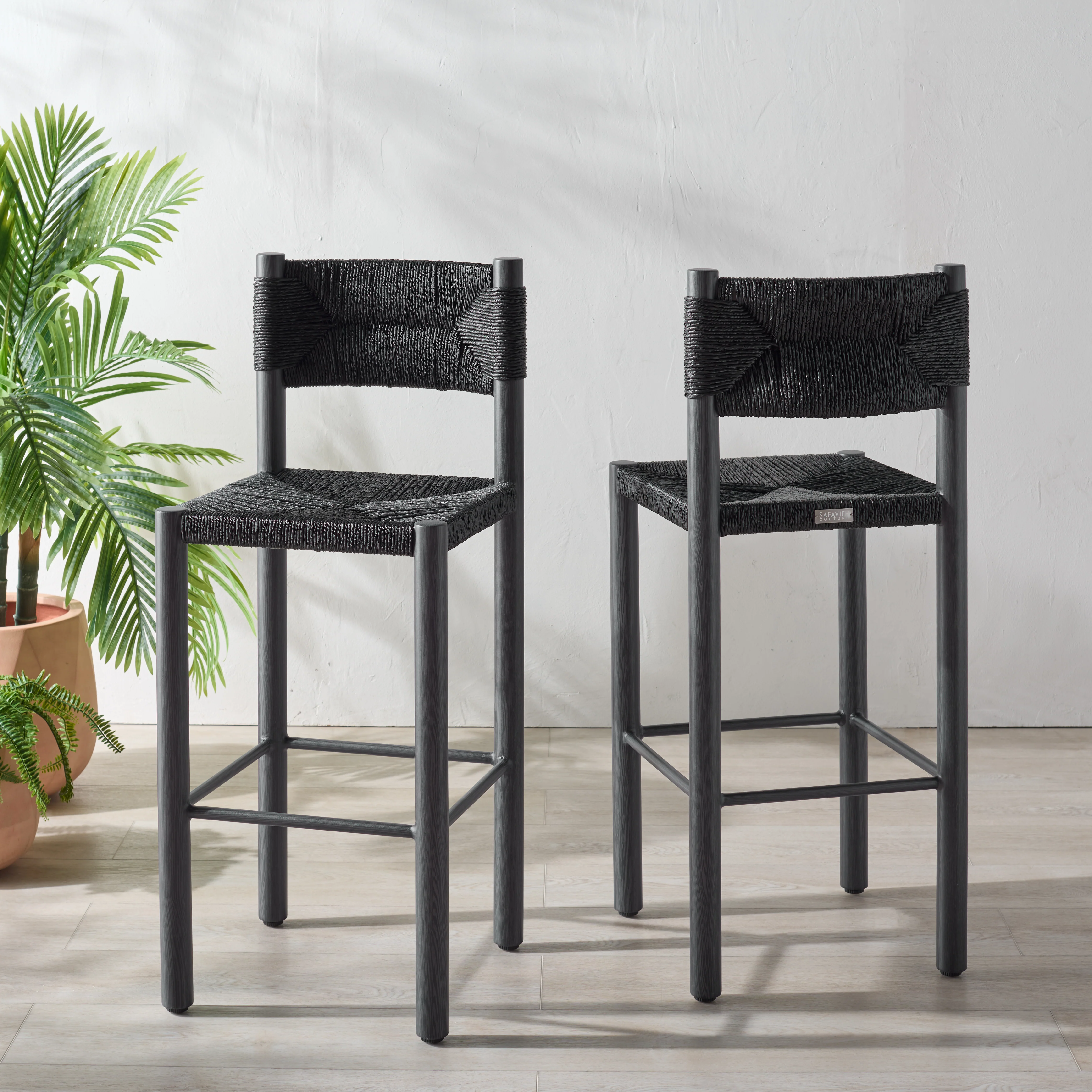 Romona Rattan Weaving Outdoor Barstool - Set of 2 - Image 29