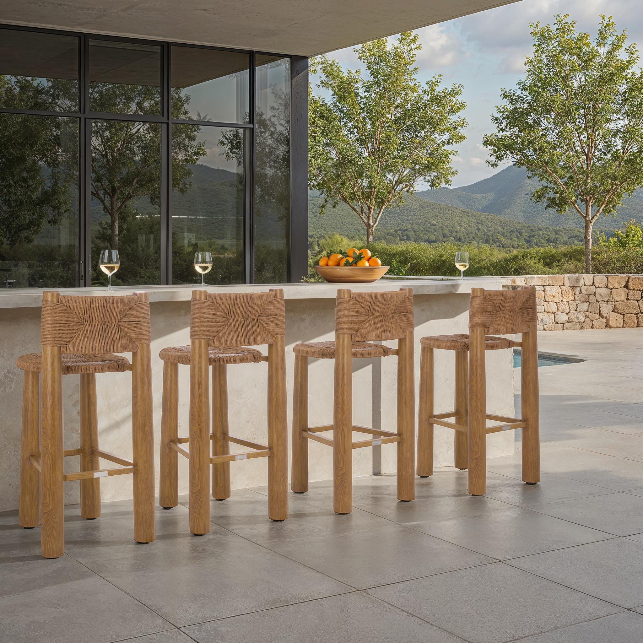 Romona Rattan Weaving Outdoor Barstool - Set of 2 - Image 8