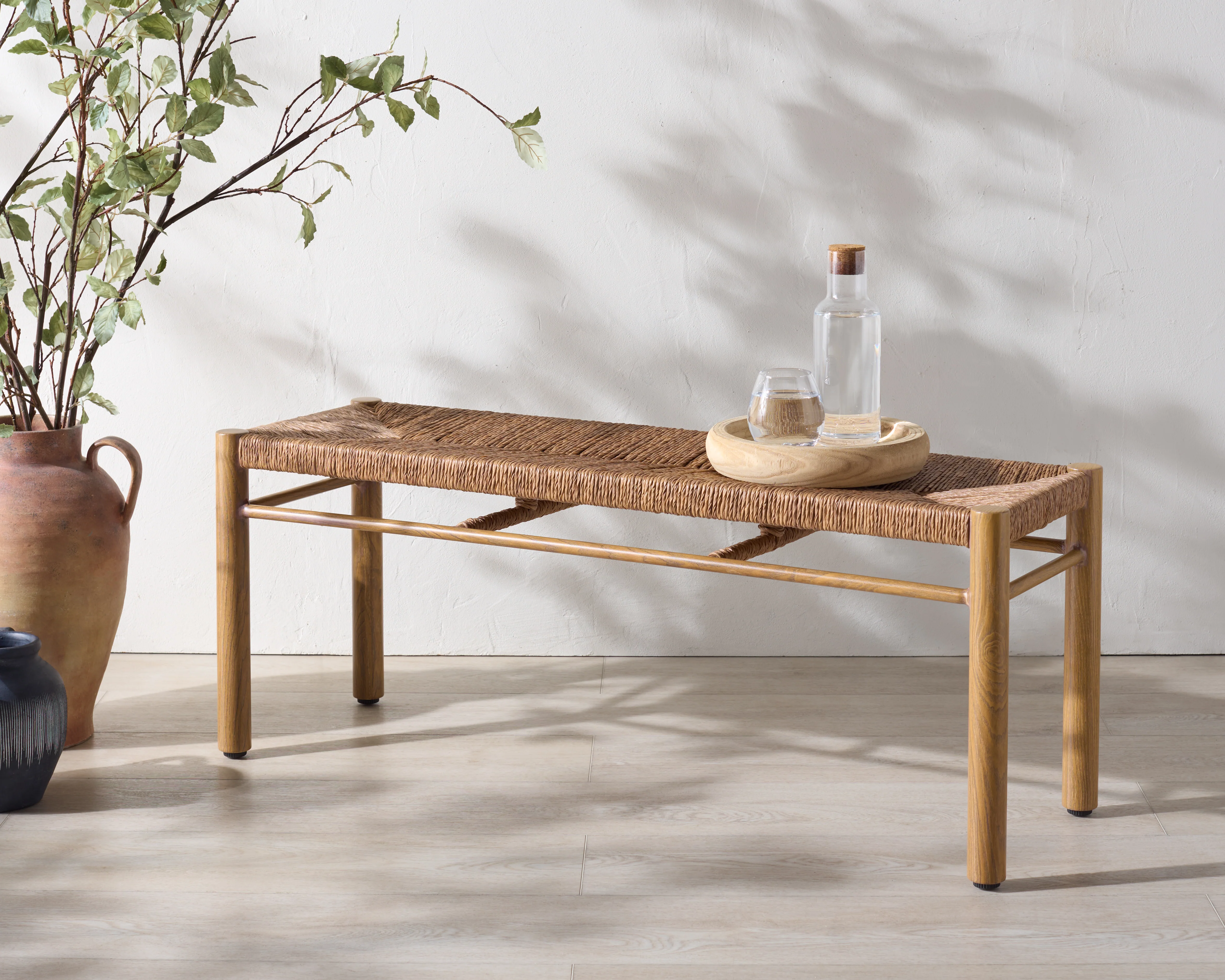 Romona Rattan Weaving Outdoor Bench - Image 2