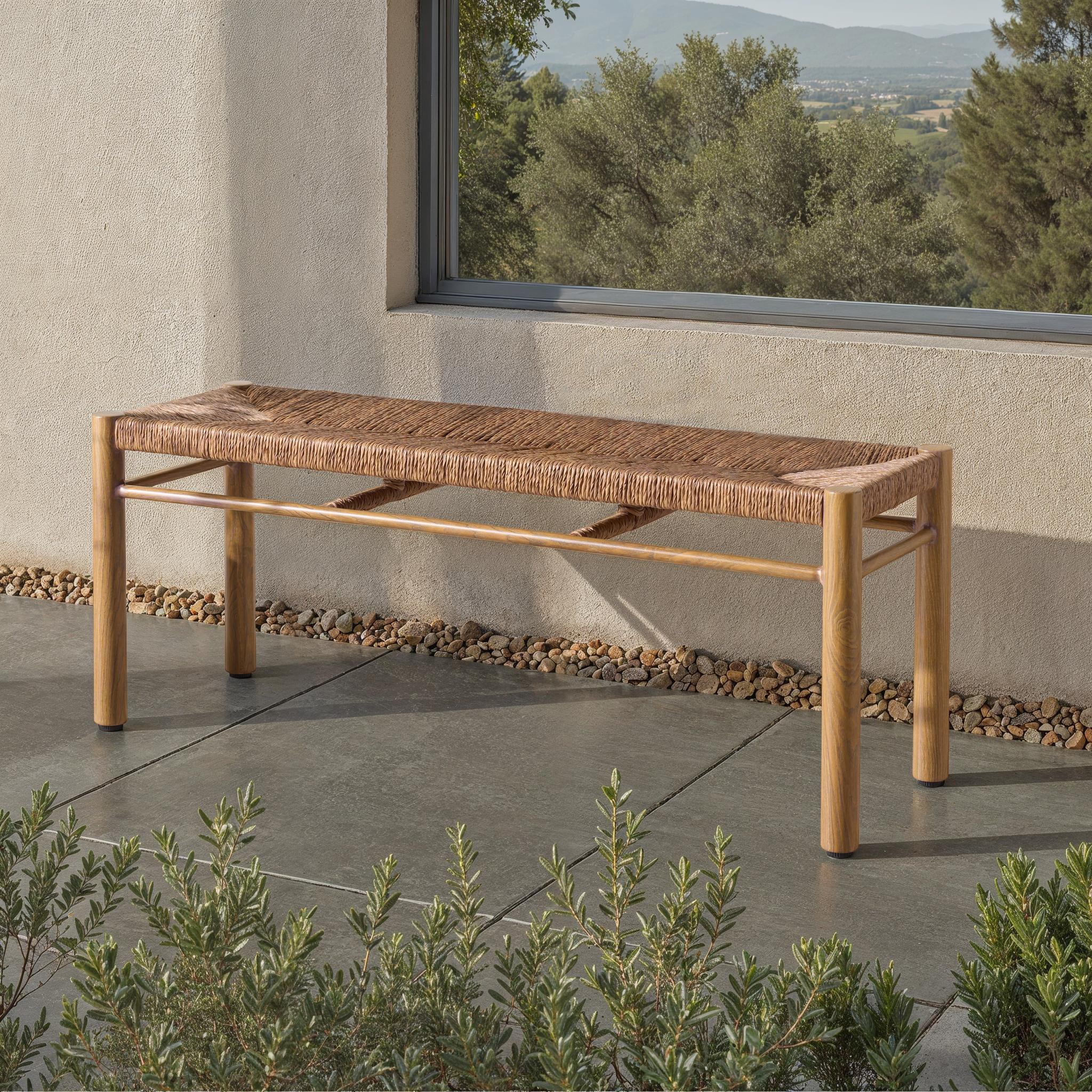 Romona Rattan Weaving Outdoor Bench - Image 3