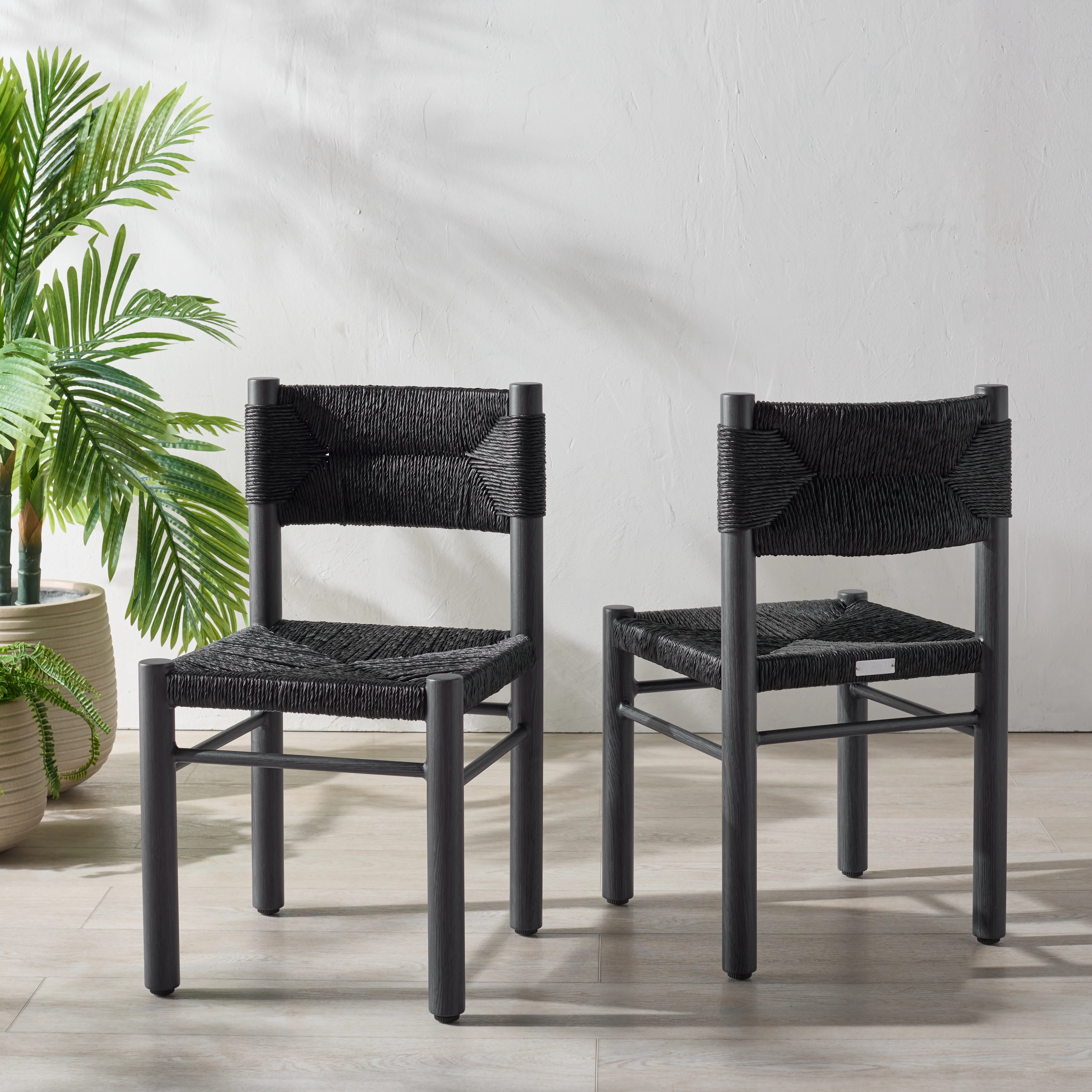 Romona Rattan Weaving Outdoor Dining Chair - Set of 2 - Image 2