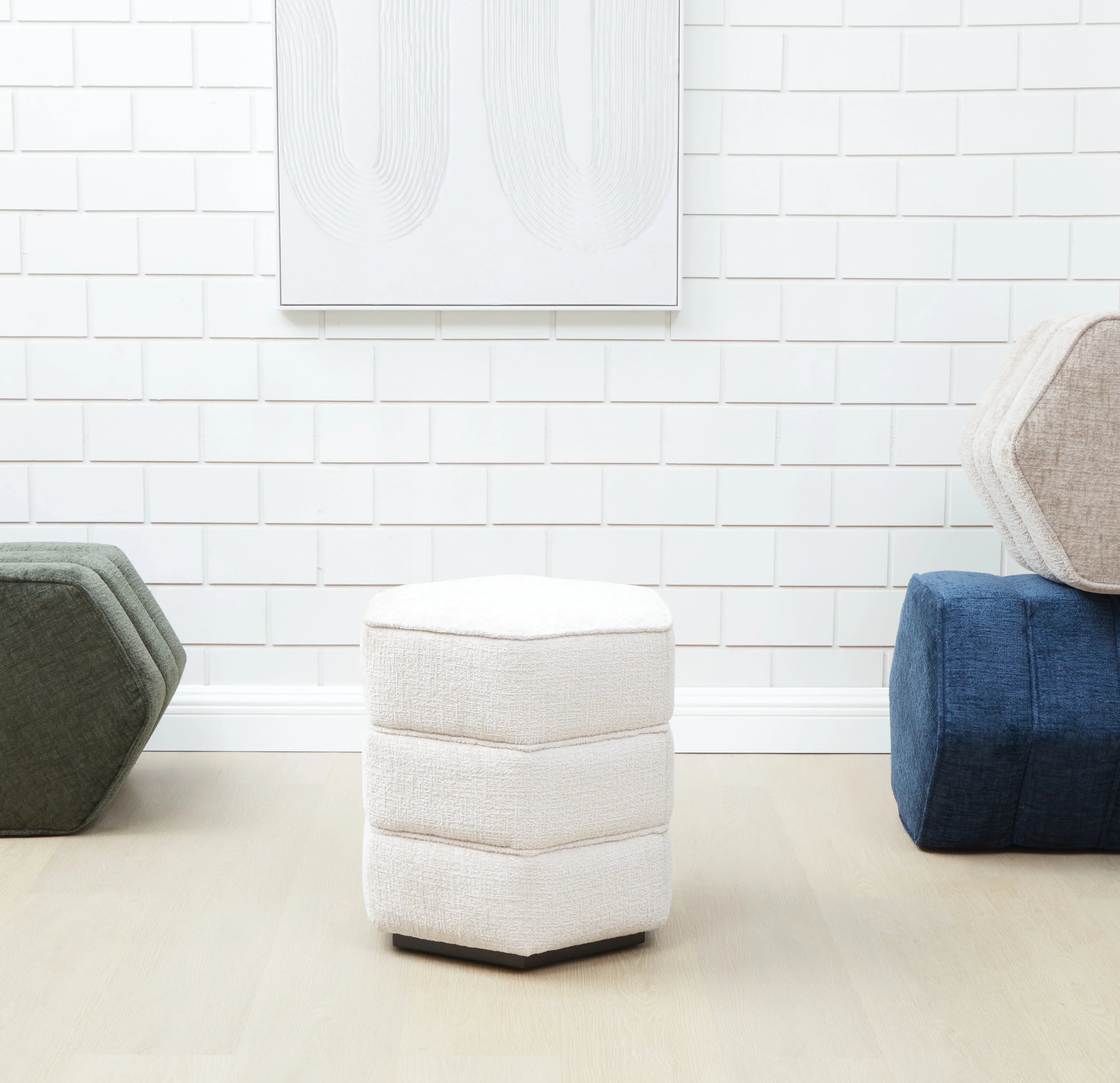 Rosaria Chenille Hexagon Ottoman - Image 2