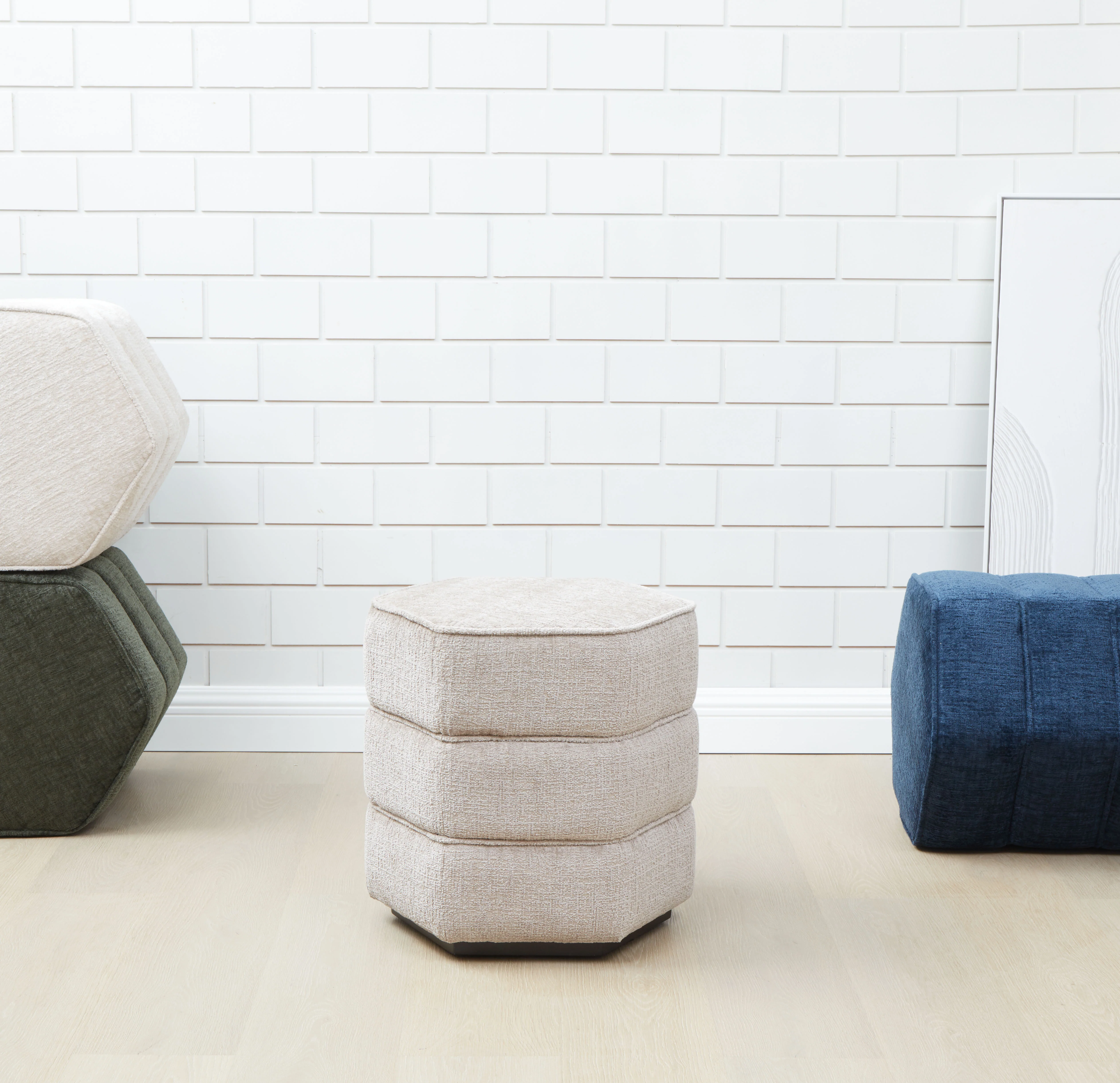 Rosaria Chenille Hexagon Ottoman - Image 7