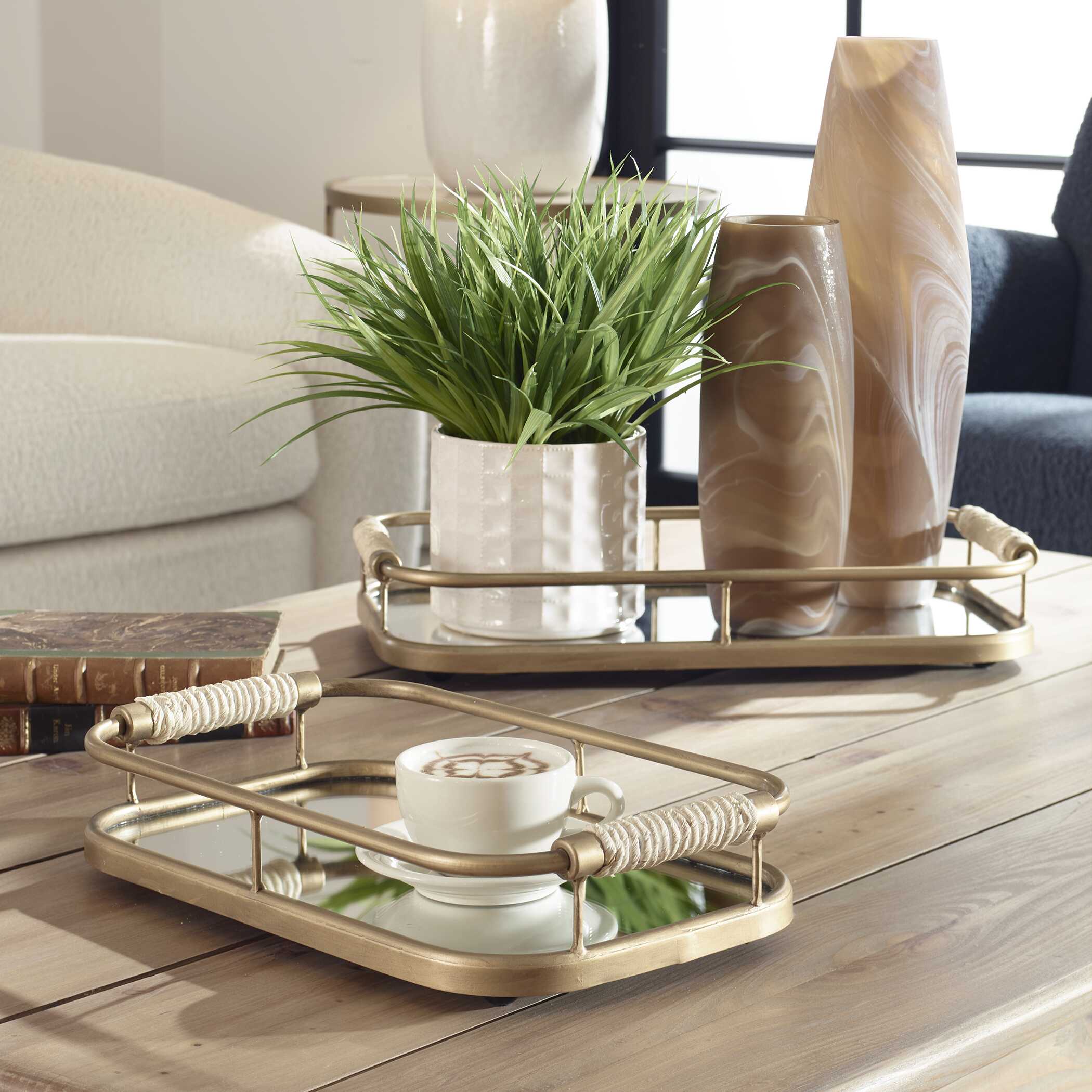 Rosea Brushed Gold Trays - Set of 2 - Image 2
