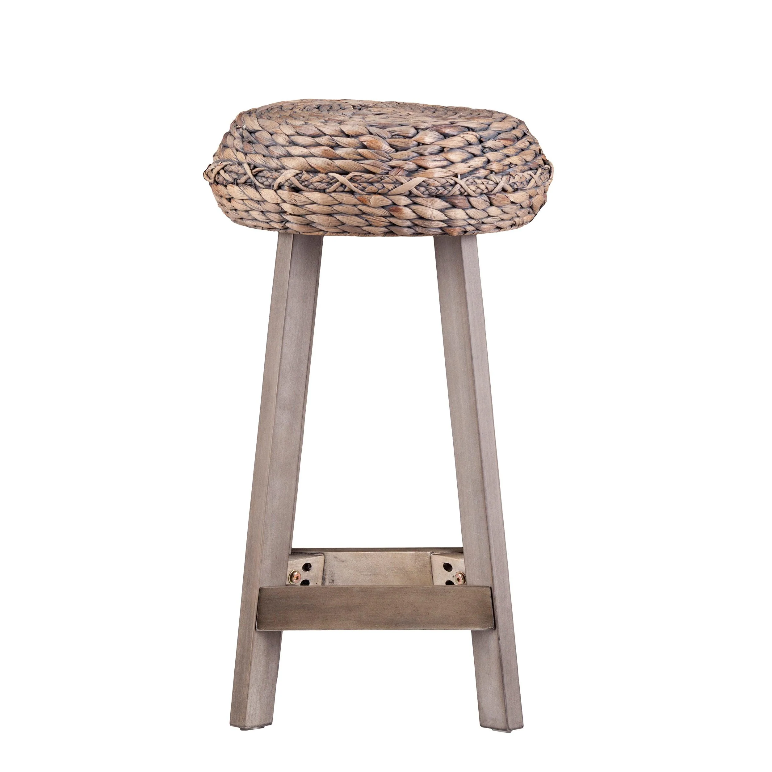 Rutina Backless Round Water Hyacinth 24" Stools 2pc Set- Weathered Gray - Image 6