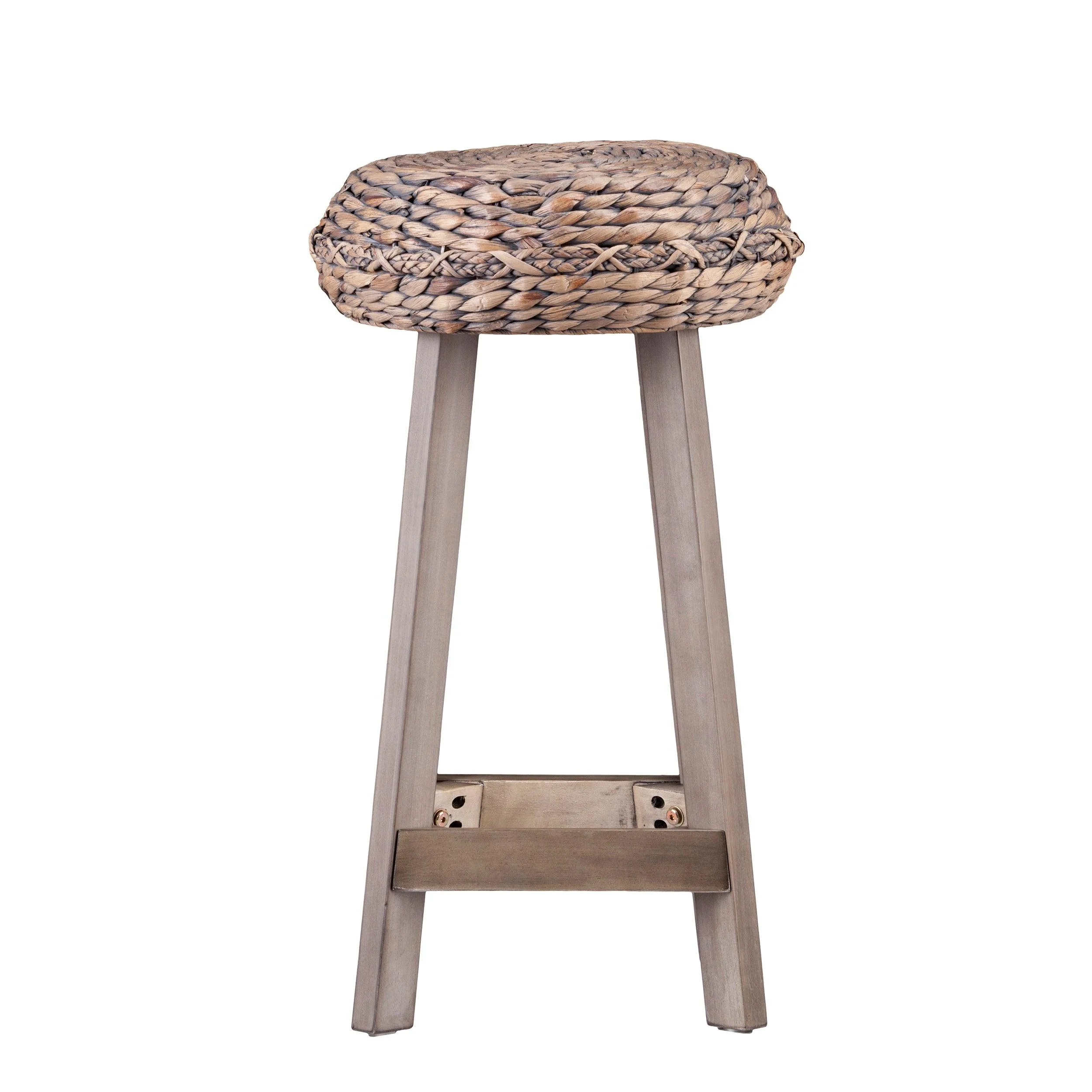 Rutina Backless Round Water Hyacinth 24" Stools 2pc Set- Weathered Gray - Image 7