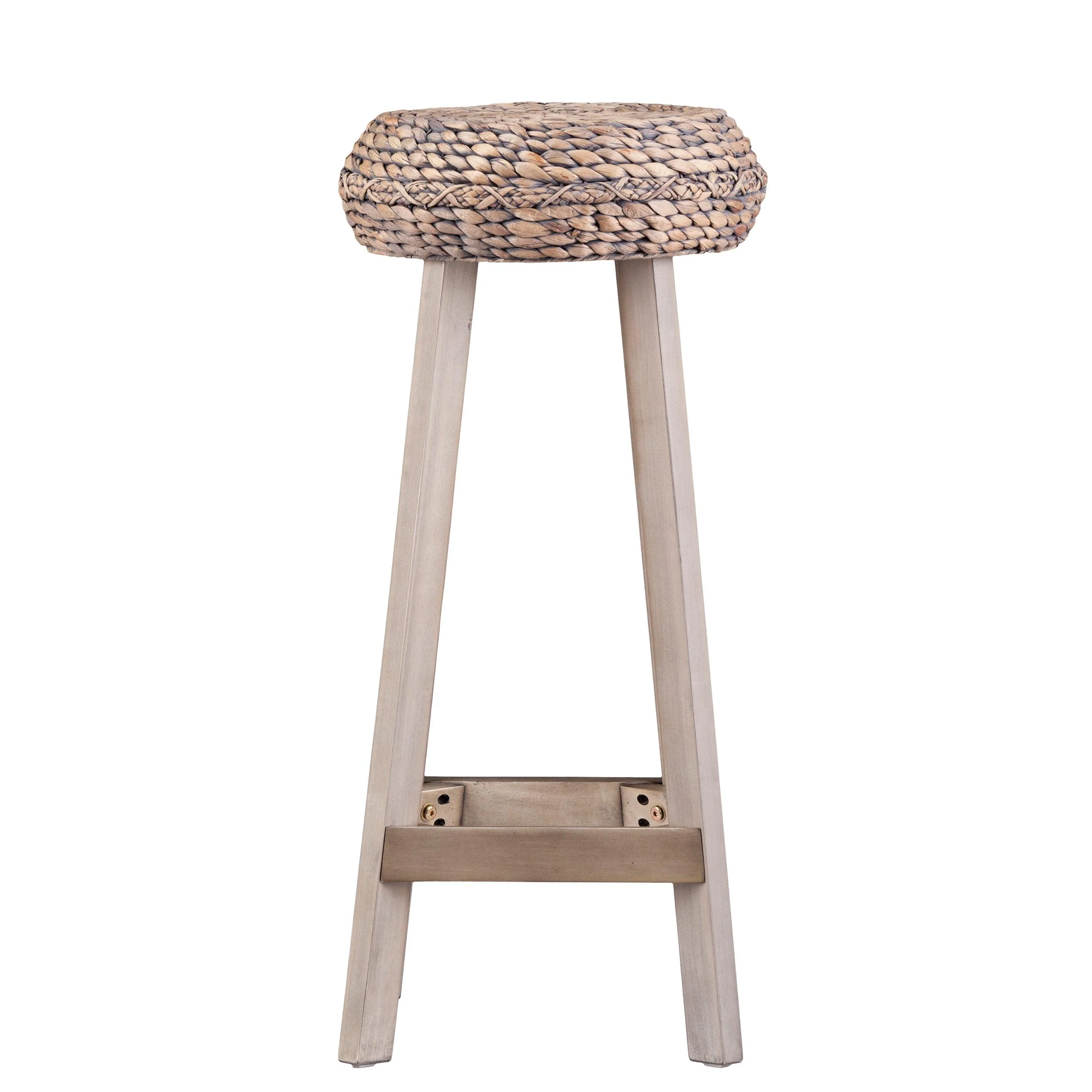 Rutina Round Backless Water Hyacinth 30" Barstools 2pc Set - Weathered Gray - Image 4