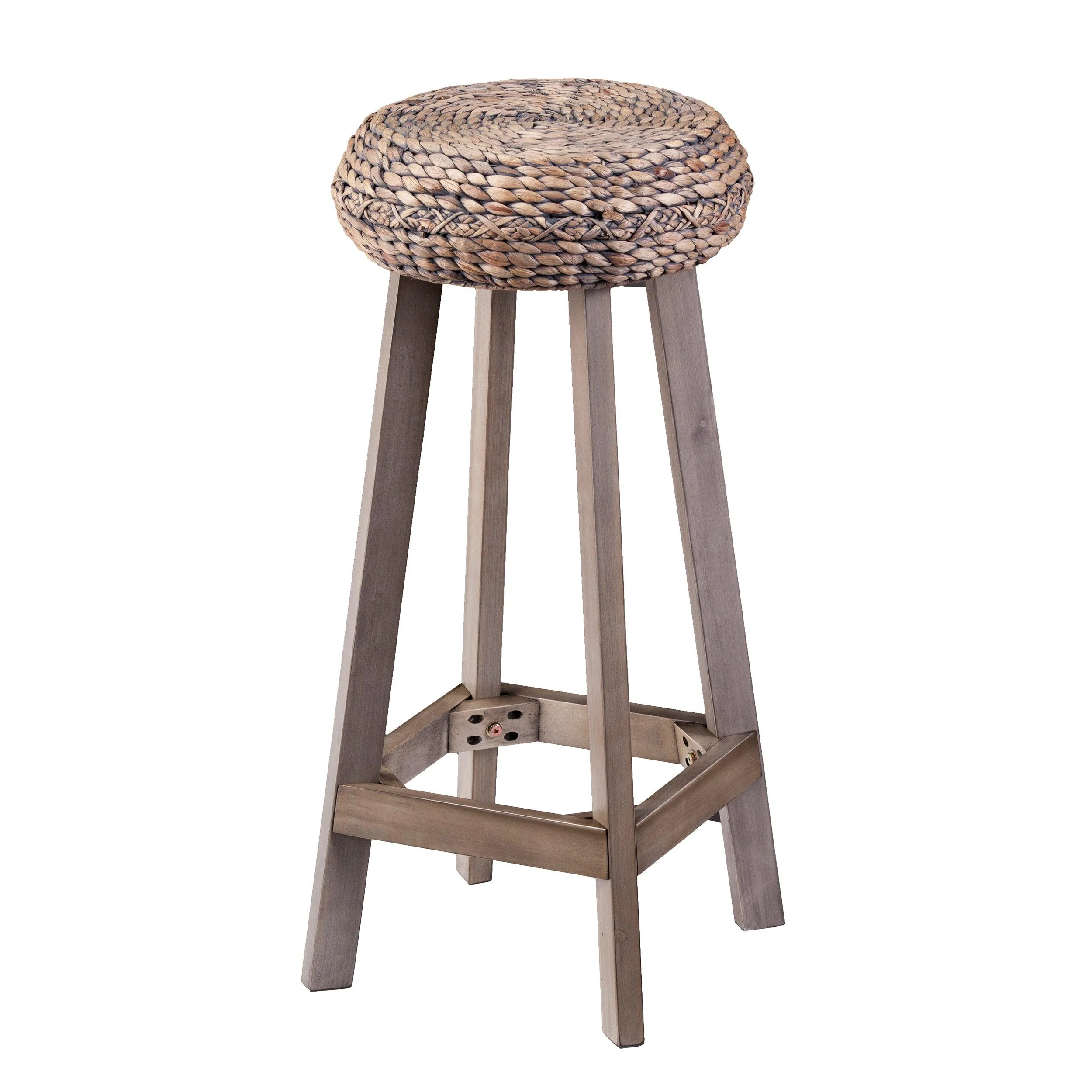 Rutina Round Backless Water Hyacinth 30" Barstools 2pc Set - Weathered Gray - Image 5