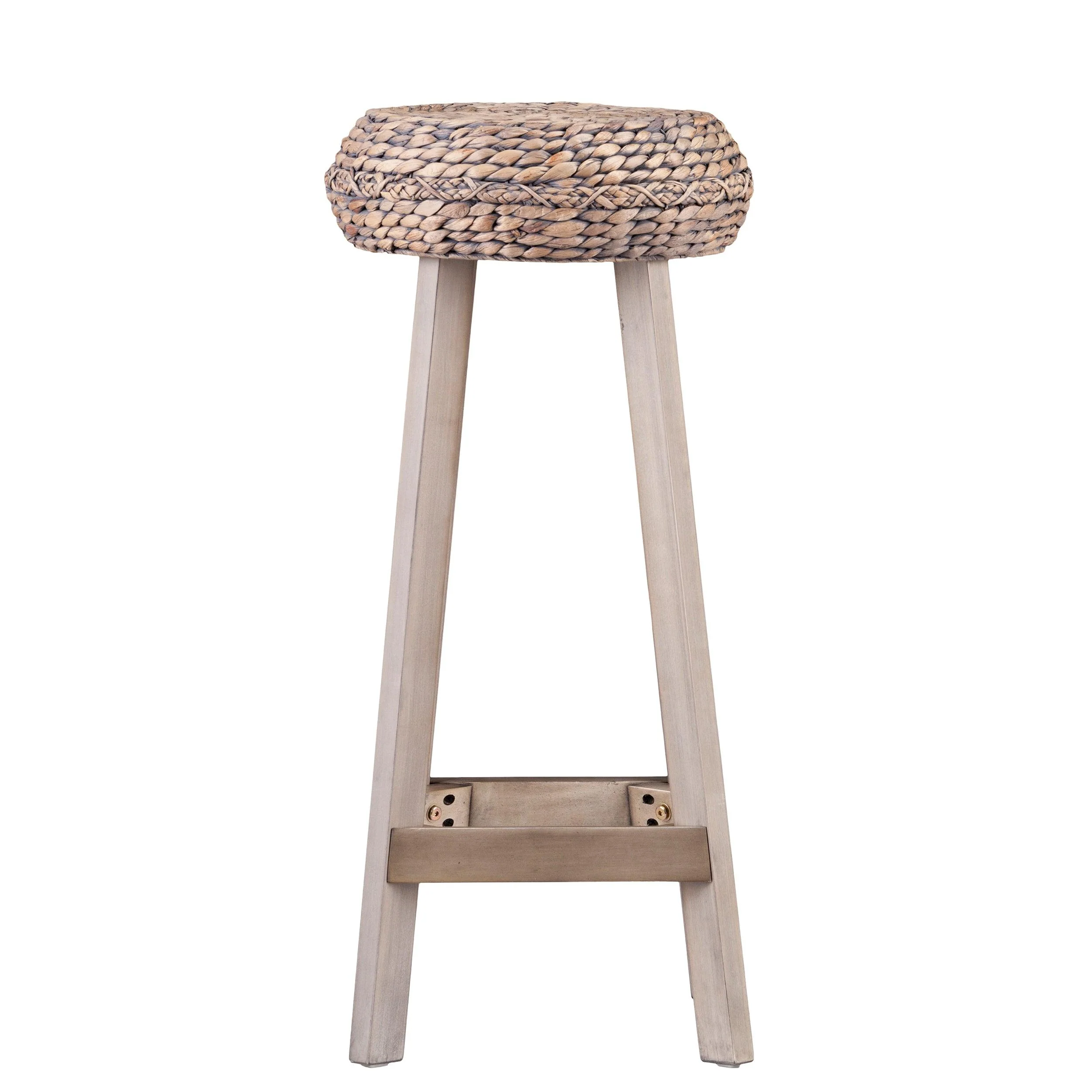 Rutina Round Backless Water Hyacinth 30" Barstools 2pc Set - Weathered Gray - Image 7
