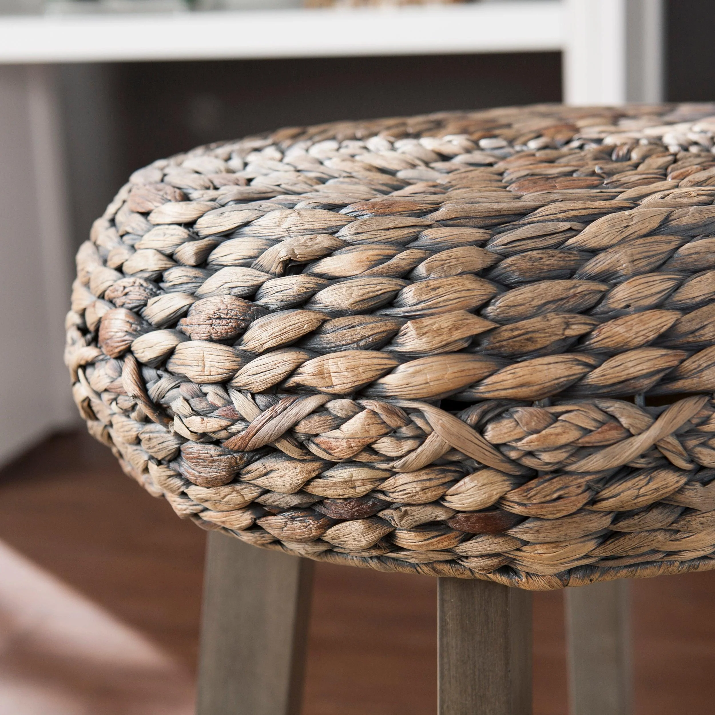 Rutina Round Backless Water Hyacinth 30" Barstools 2pc Set - Weathered Gray - Image 9