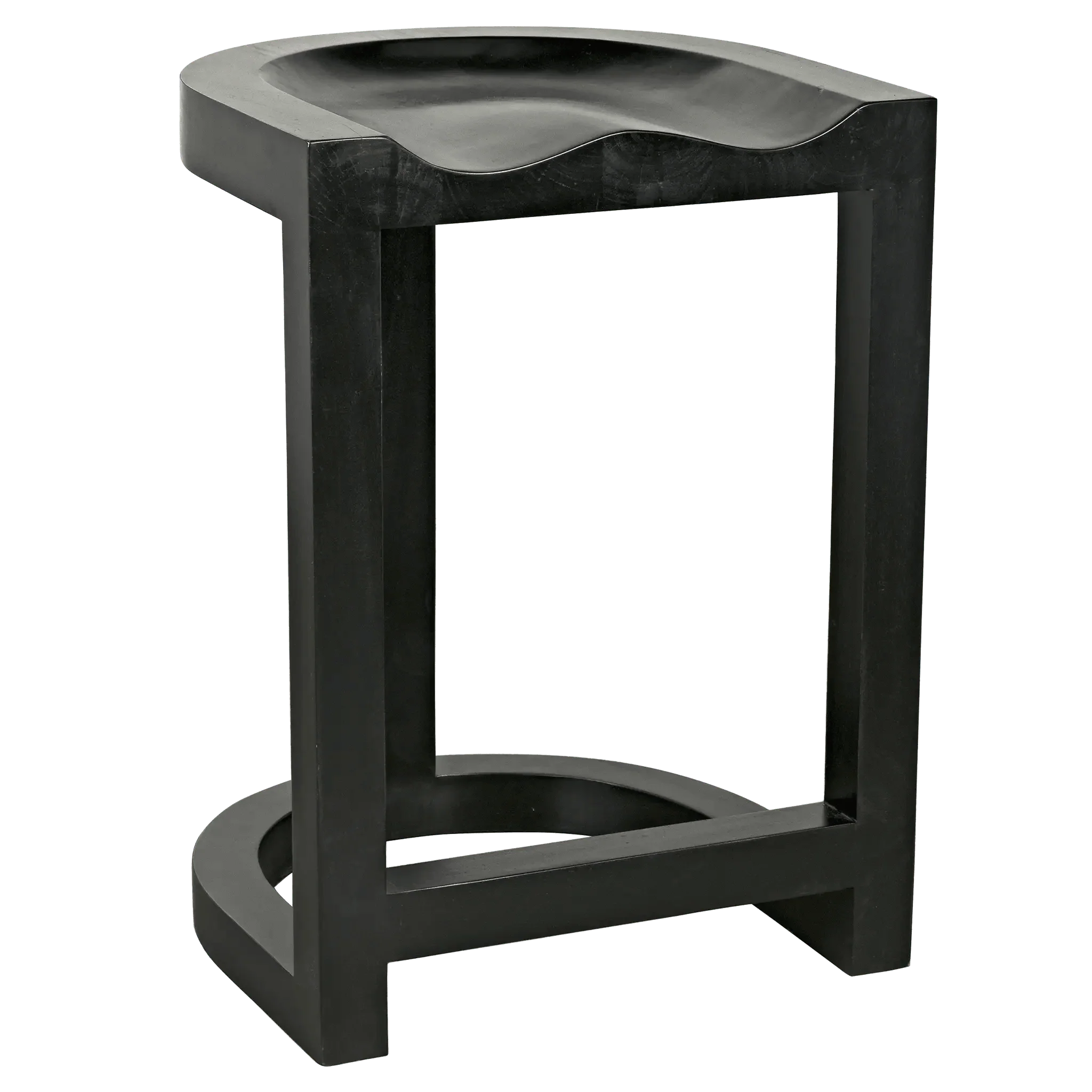 Saddle Counter Stool, Hand Rubbed Black