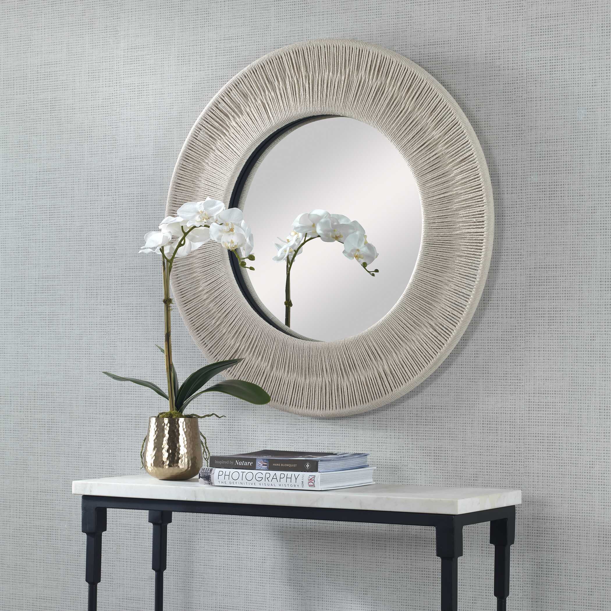 Sailor's Knot White Small Round Mirror - Image 2