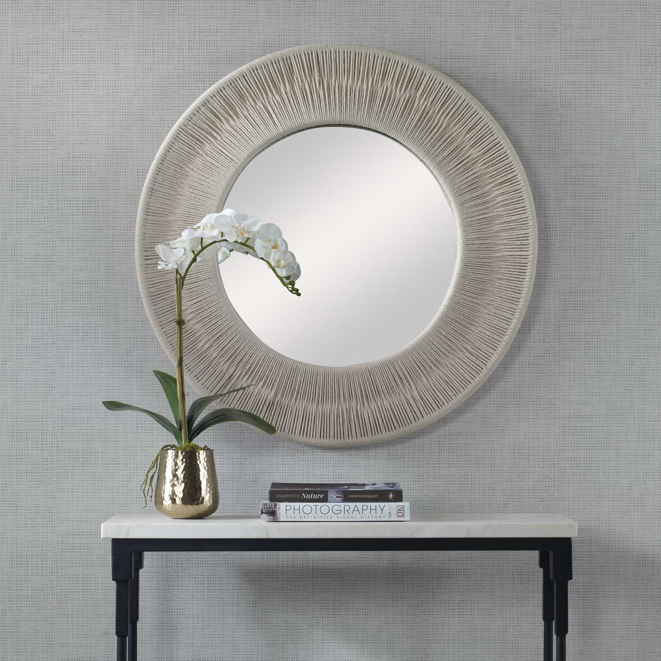 Sailor's Knot White Small Round Mirror - Image 3
