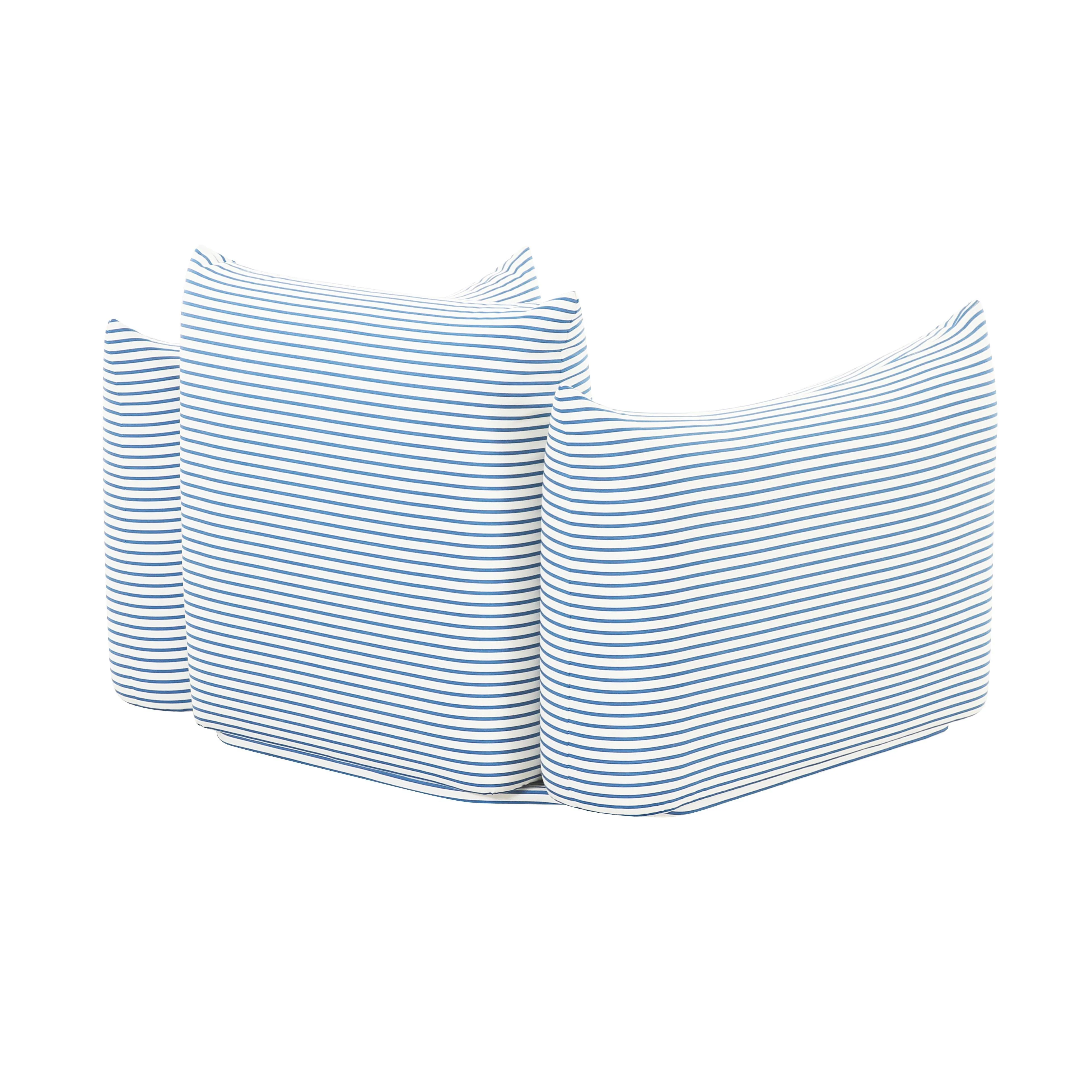 Saint Tropez Pearl and Blue Striped Stuffed Outdoor Armchair - Image 4
